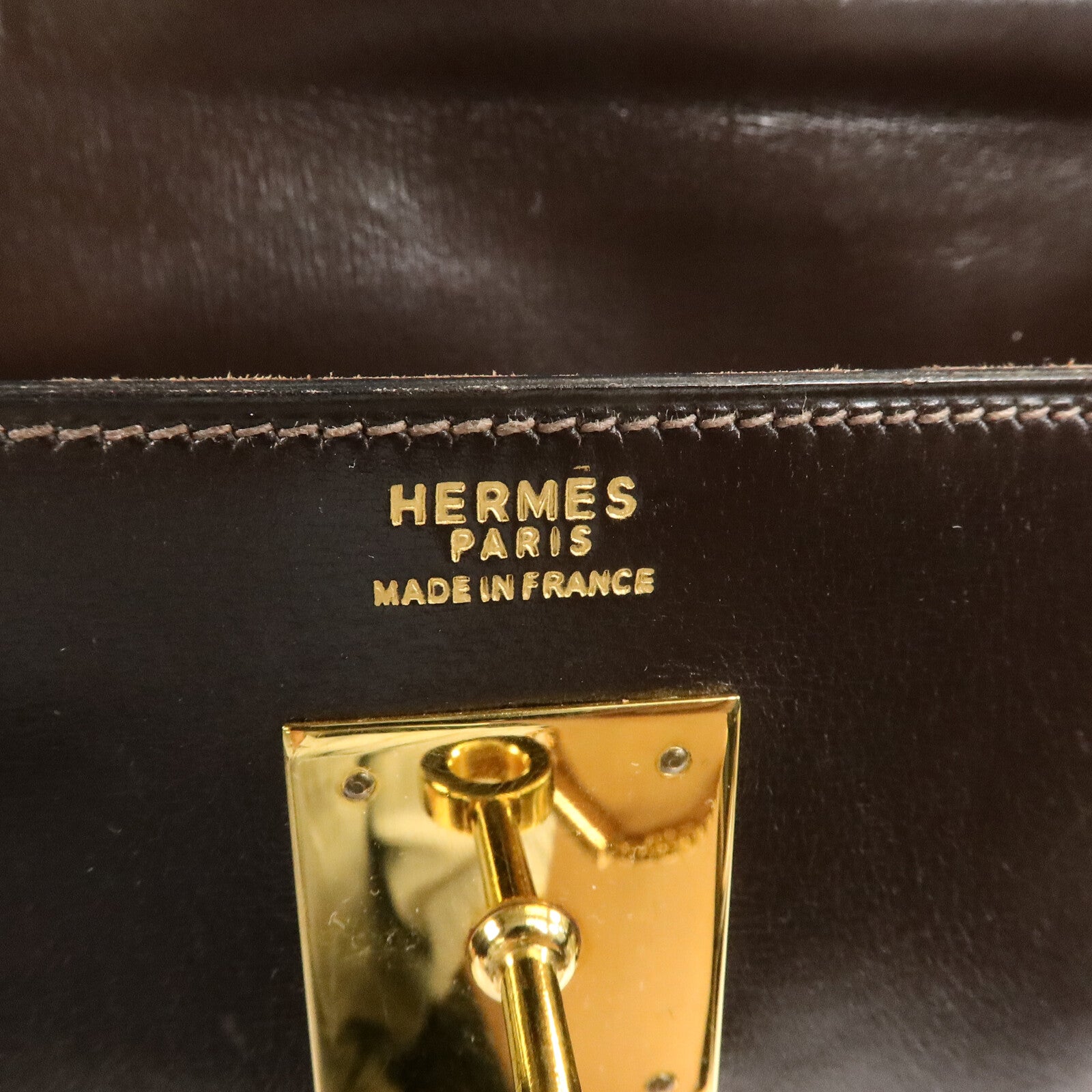 HERMES Box Calf皮革Kelly 32手挽肩背兩用袋Brown