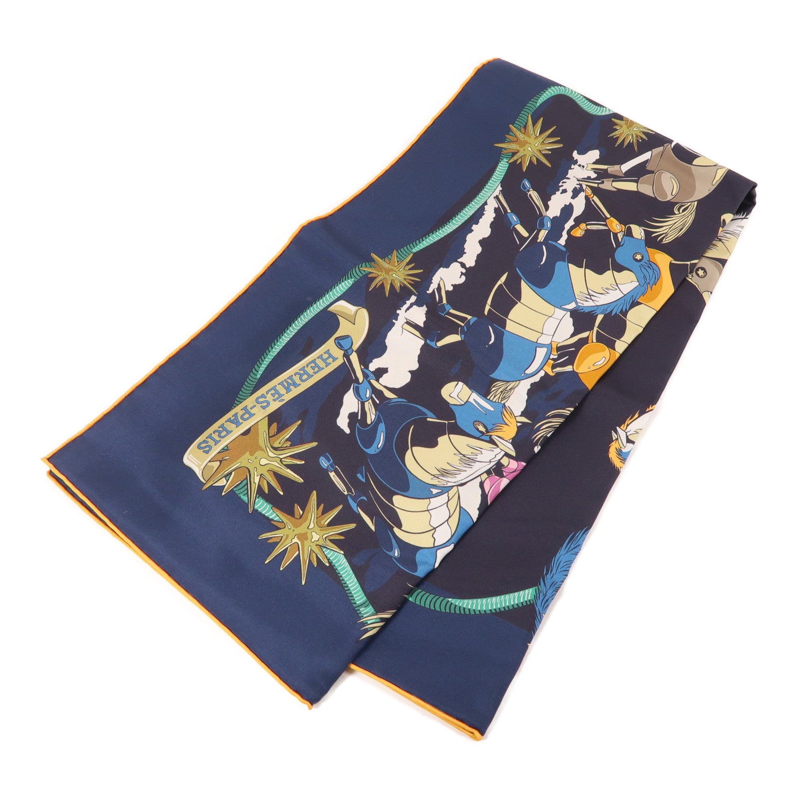 HERMES 絲質Scarf 90x90絲巾藍色
