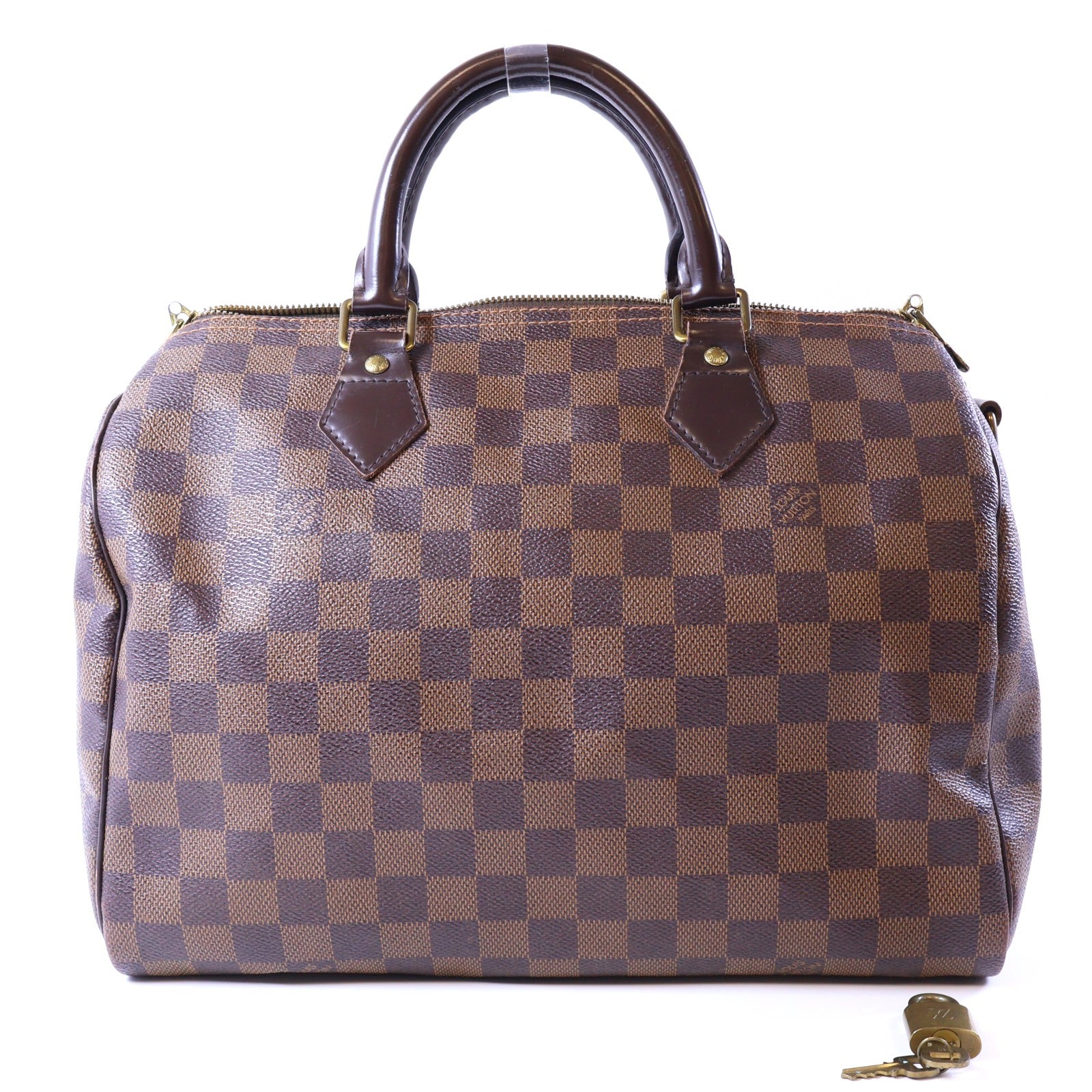 LOUIS VUITTON Damier Speedy 30金扣手挽袋棕色