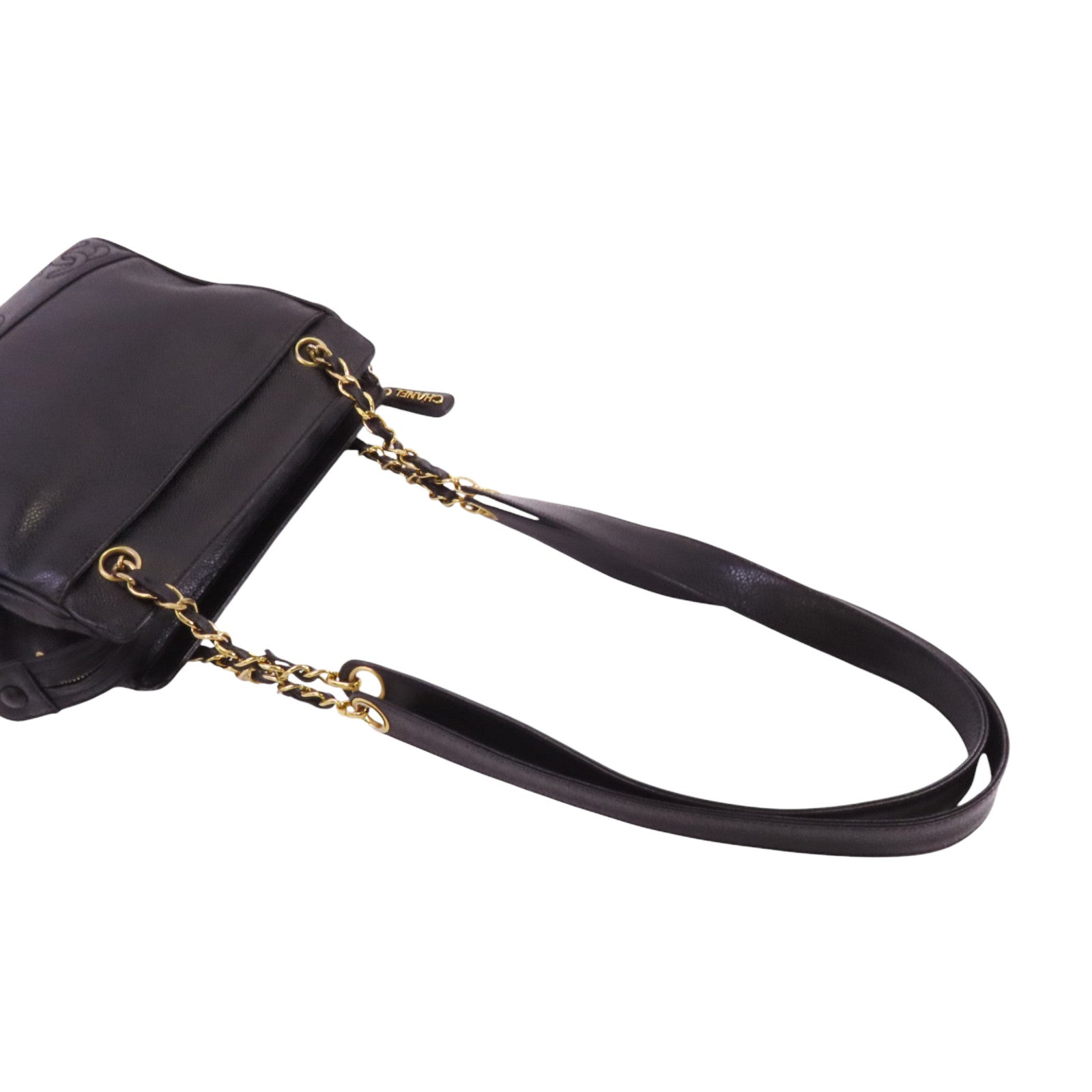 CHANEL 牛皮皮革Vintage Tote Bag金扣鏈帶肩背袋