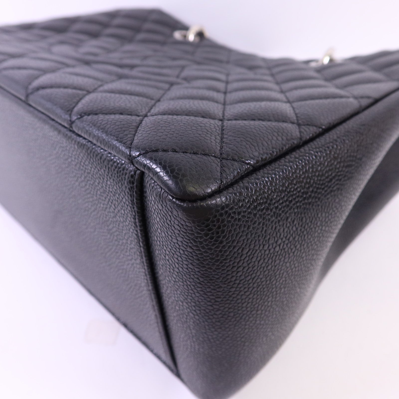 CHANEL 牛皮皮革GST Grand Shopping Tote Bag銀扣鏈帶肩背袋