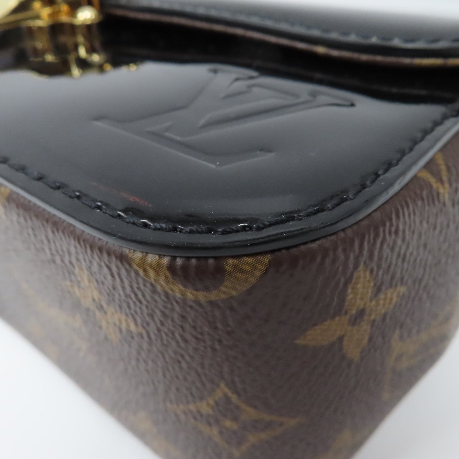 LOUIS VUITTON Monogram Vernis Cherrywood BB金扣手挽肩背兩用袋黑色/啡色