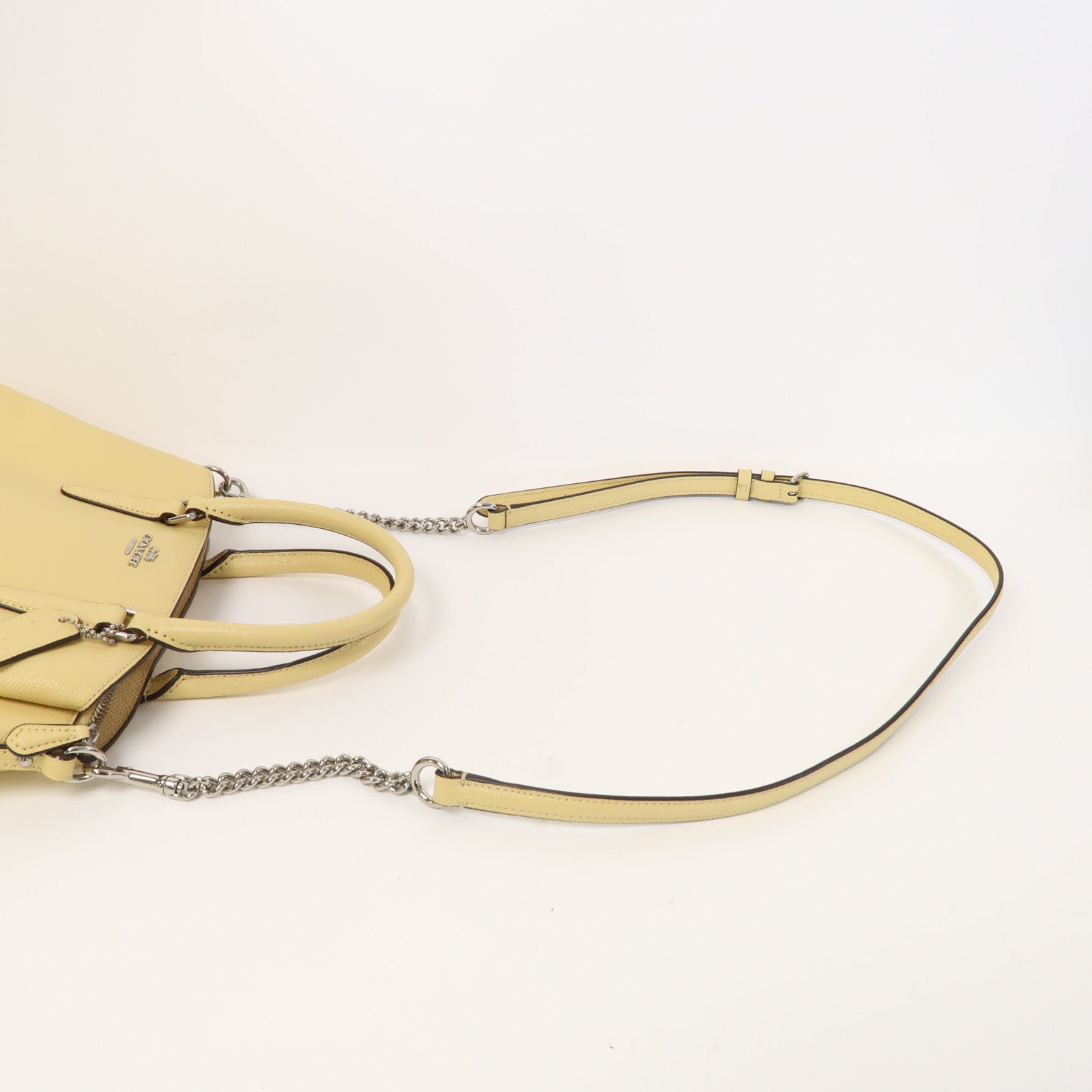 COACH 牛皮皮革Shoulder Bag銀扣手挽肩背兩用袋黃色