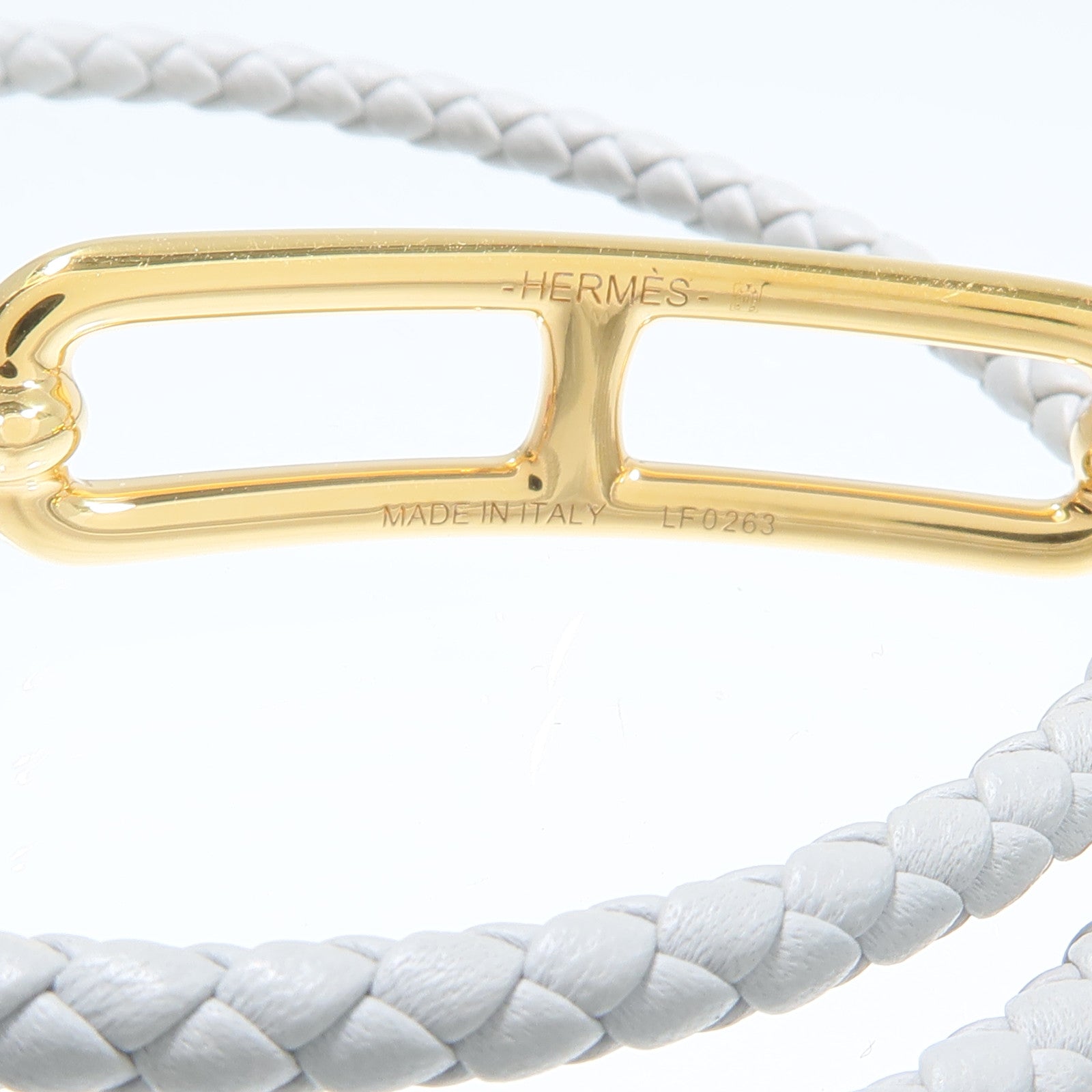 HERMES Swift皮革Roulis Double Tour Bracelet手帶Gris Meyer