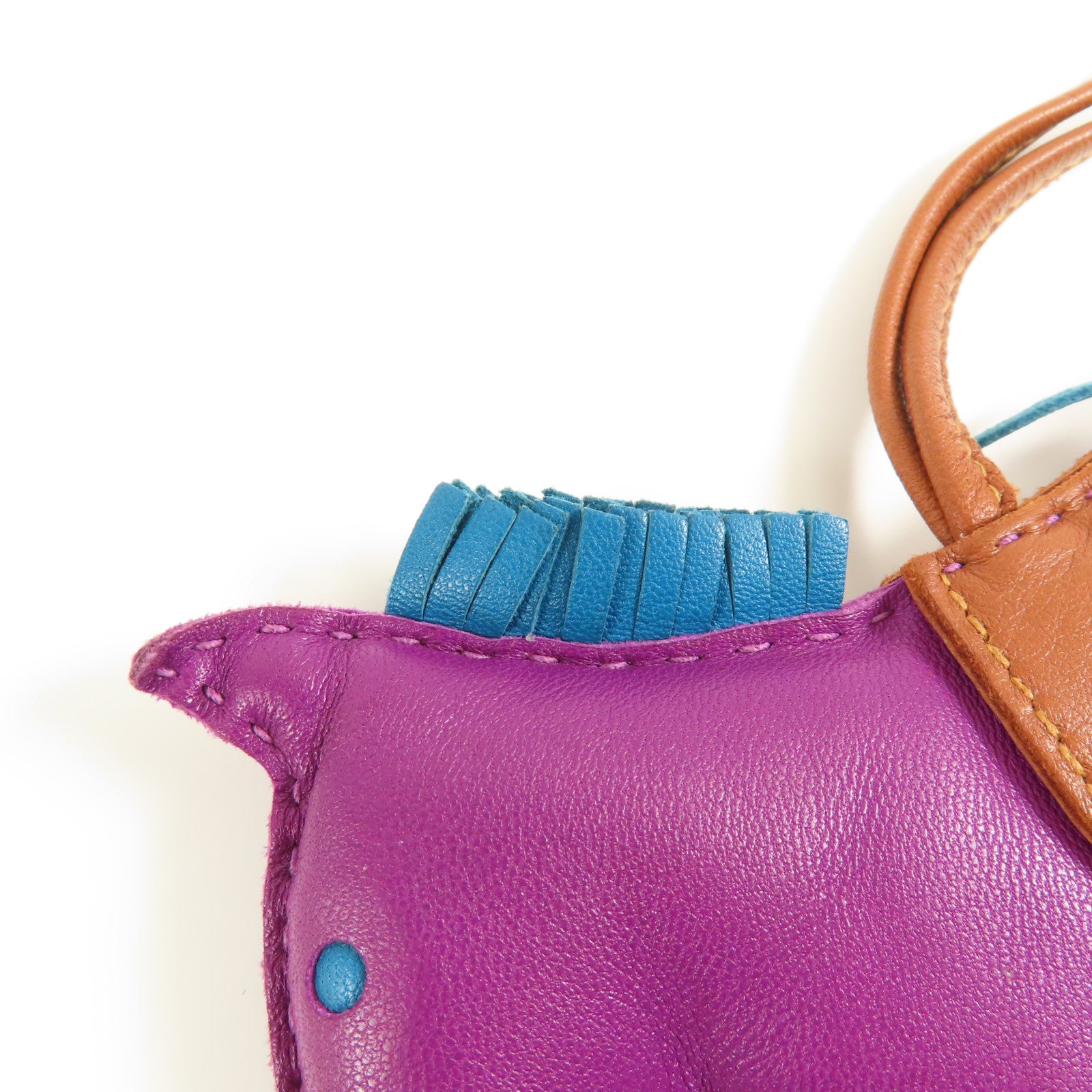 HERMES Milo皮革Rodeo GM掛飾Anemone/Bleu Izmir