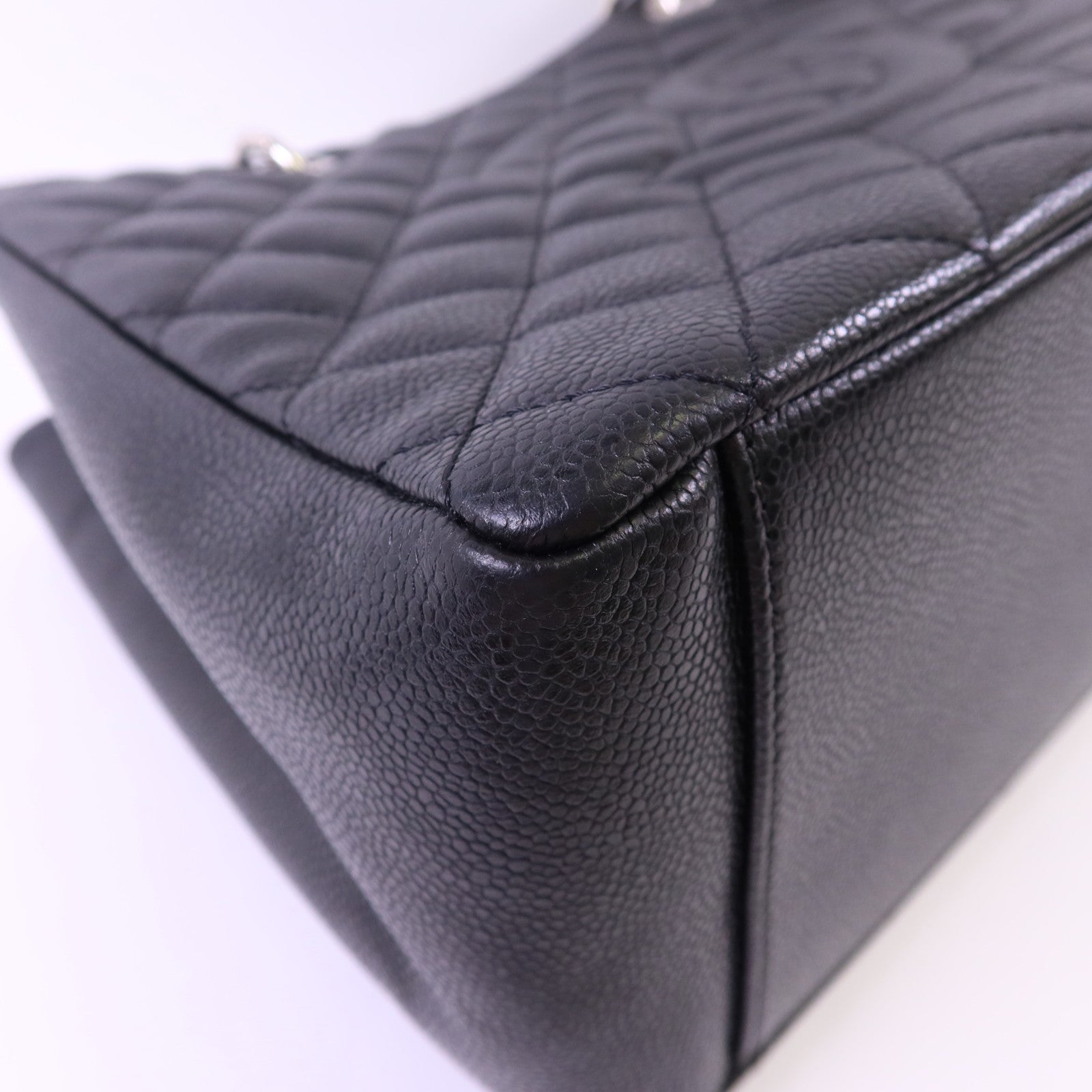 CHANEL 牛皮皮革GST Grand Shopping Tote Bag銀扣鏈帶肩背袋