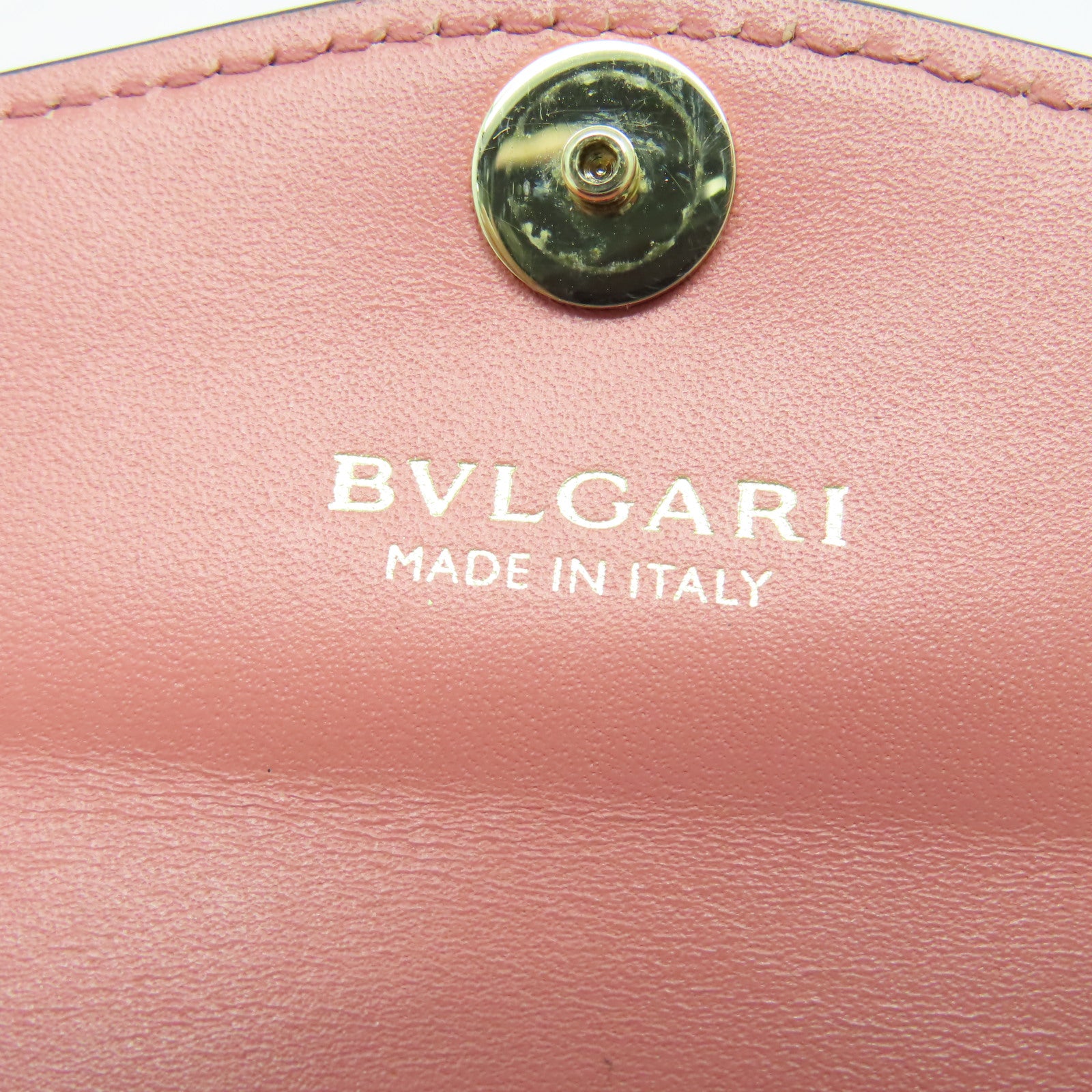 BVLGARI 【清倉大減價】牛皮皮革Wallet金扣錢包粉紅色