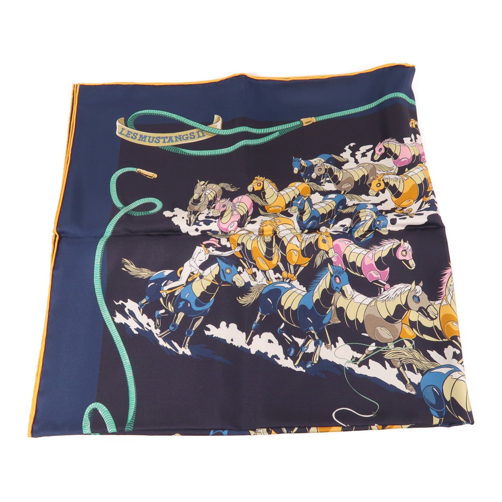 HERMES 絲質Scarf 90x90絲巾藍色