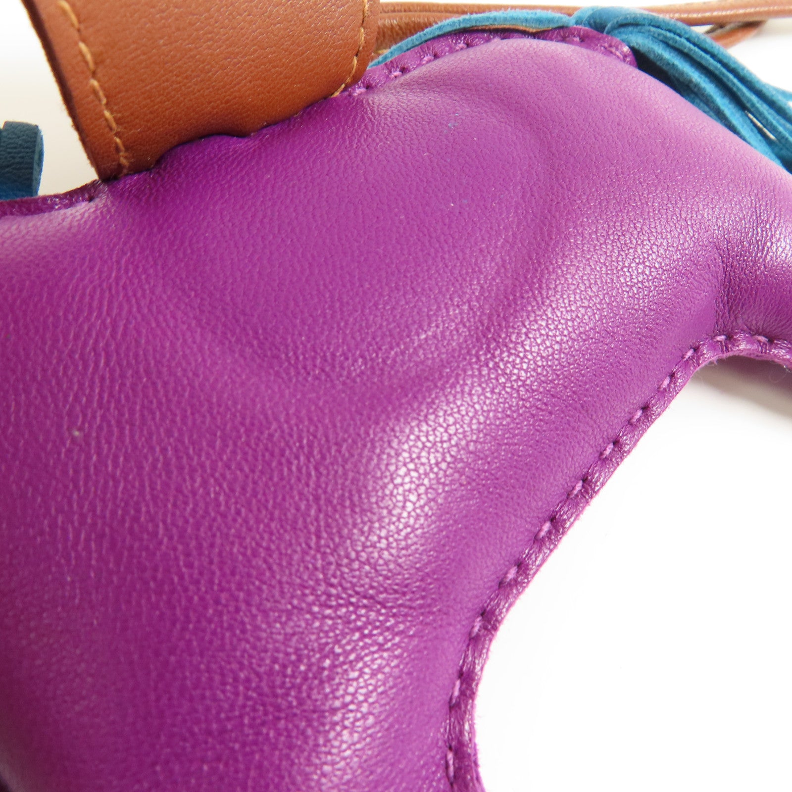 HERMES Milo皮革Rodeo GM掛飾Anemone/Bleu Izmir