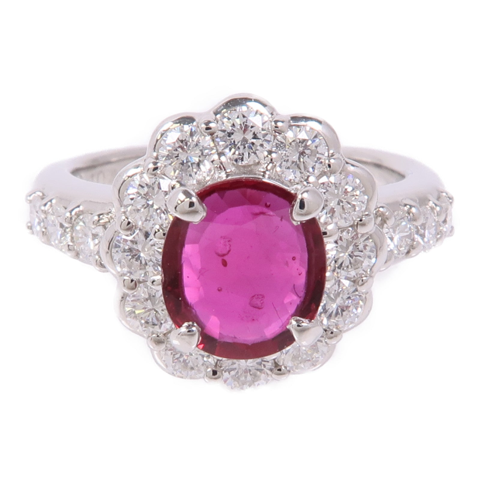 JEWELRY PT900鉑金Ruby/Diamond Ring紅寶石/鑽石戒指US#6