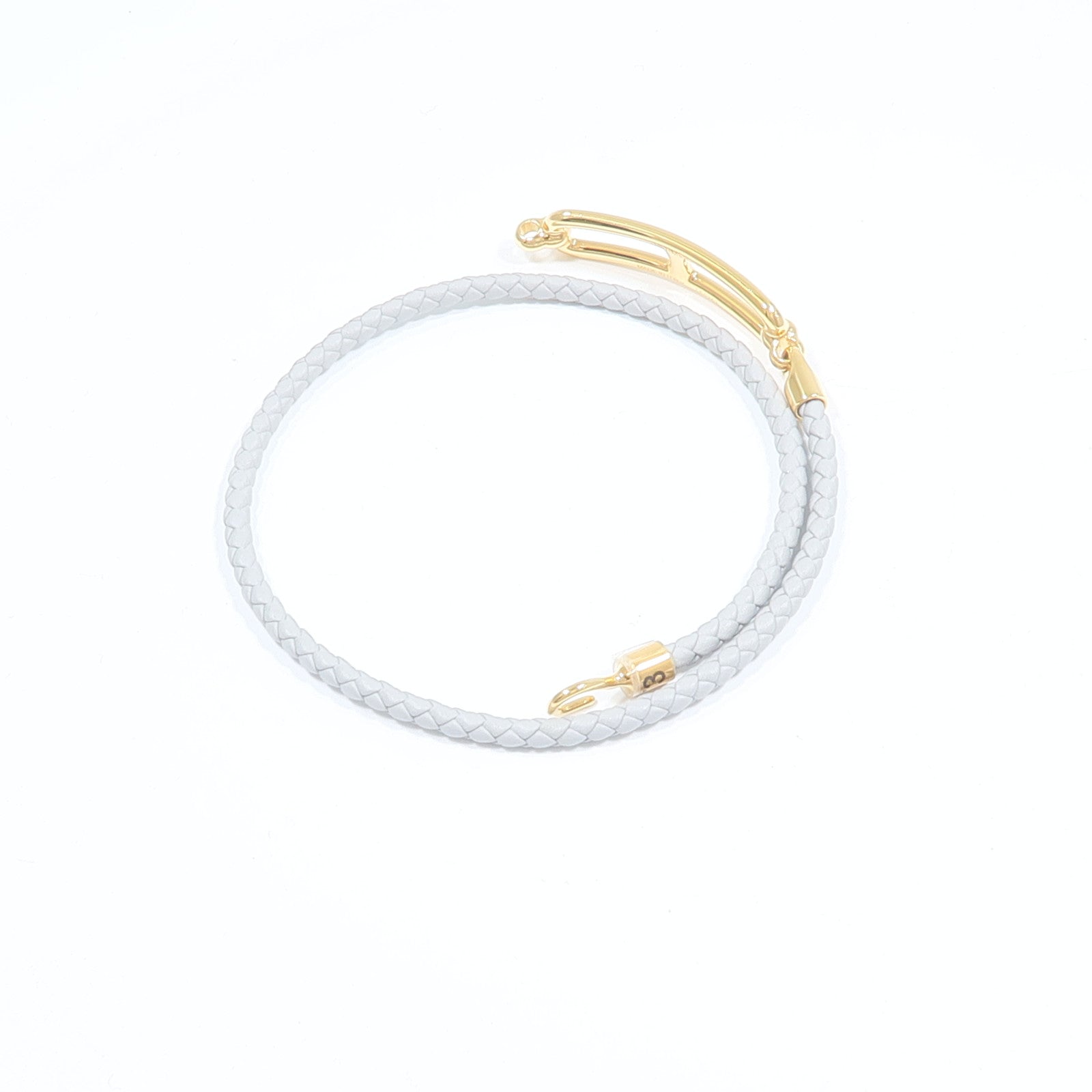 HERMES Swift皮革Roulis Double Tour Bracelet手帶Gris Meyer