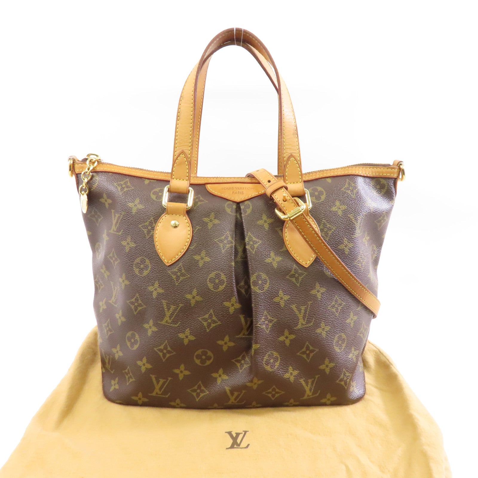 LOUIS VUITTON Monogram Palermo PM金扣手挽肩背兩用袋棕色
