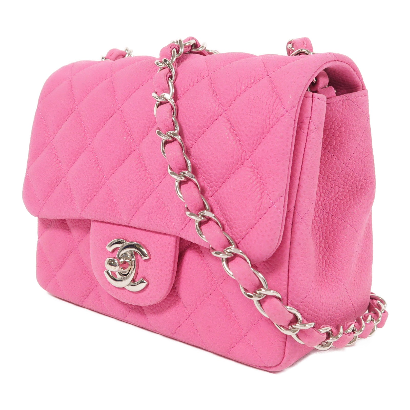 CHANEL 牛皮皮革Mini Classic 17銀扣鏈帶肩背袋