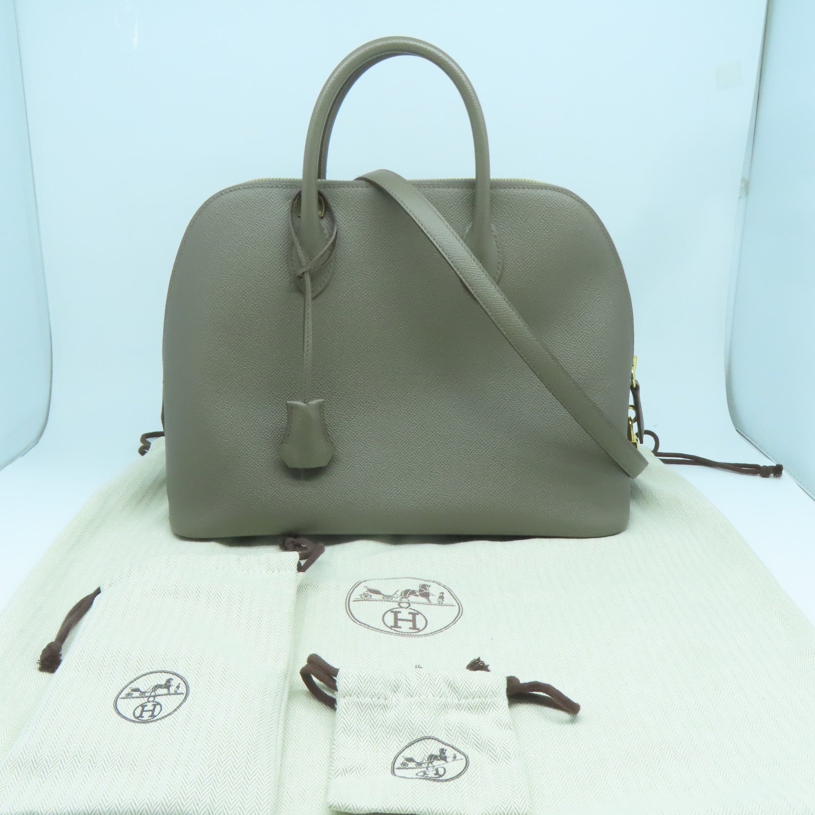 HERMES 【激減優惠】Epsom皮革Bolide 1923 30金扣手挽肩背兩用袋Etain錫器灰色