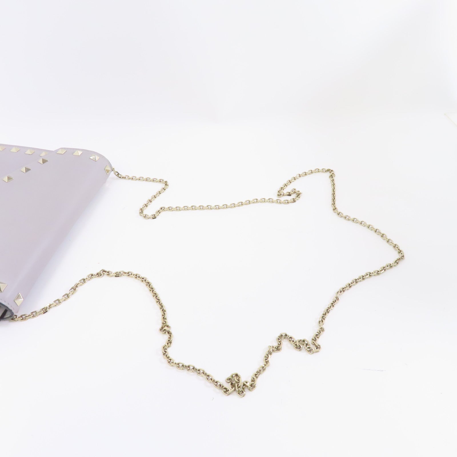 Valentino 【激減優惠】牛皮皮革Chain Shoulder Bag金扣鏈帶肩背袋灰色