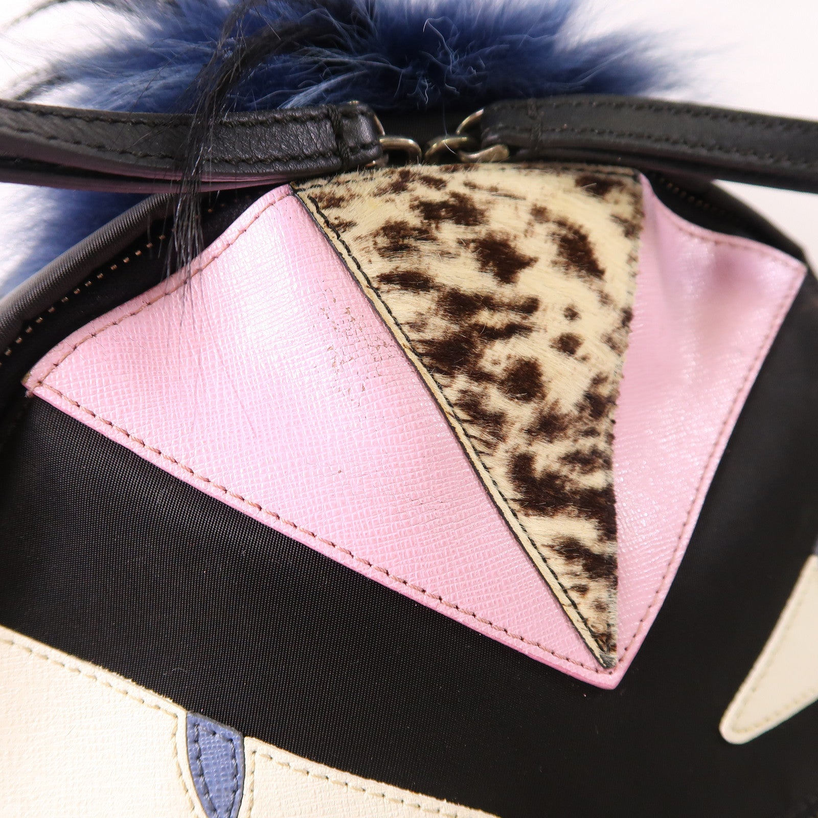 FENDI 尼龍/Fur Moster Backpack銀扣背包