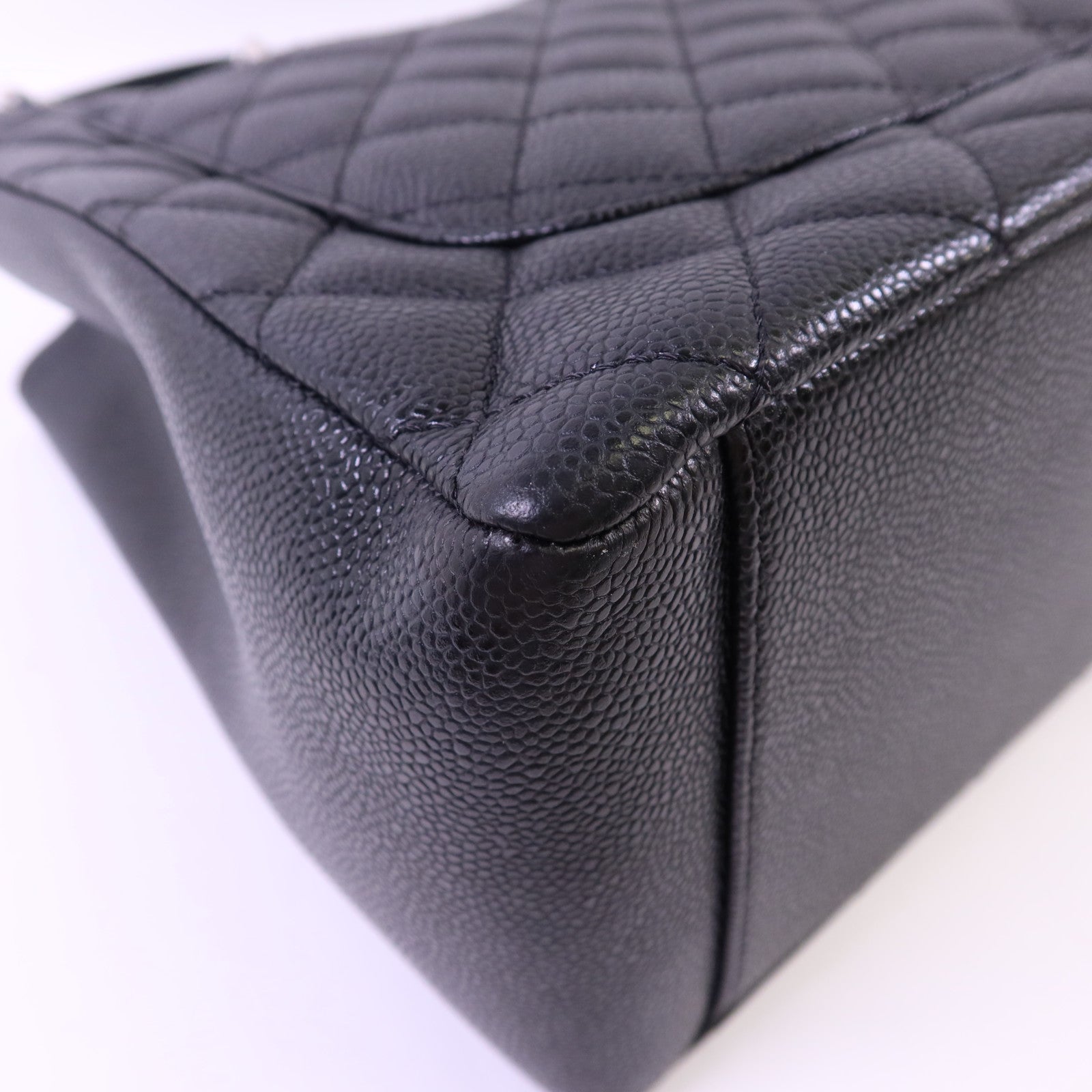 CHANEL 牛皮皮革GST Grand Shopping Tote Bag銀扣鏈帶肩背袋