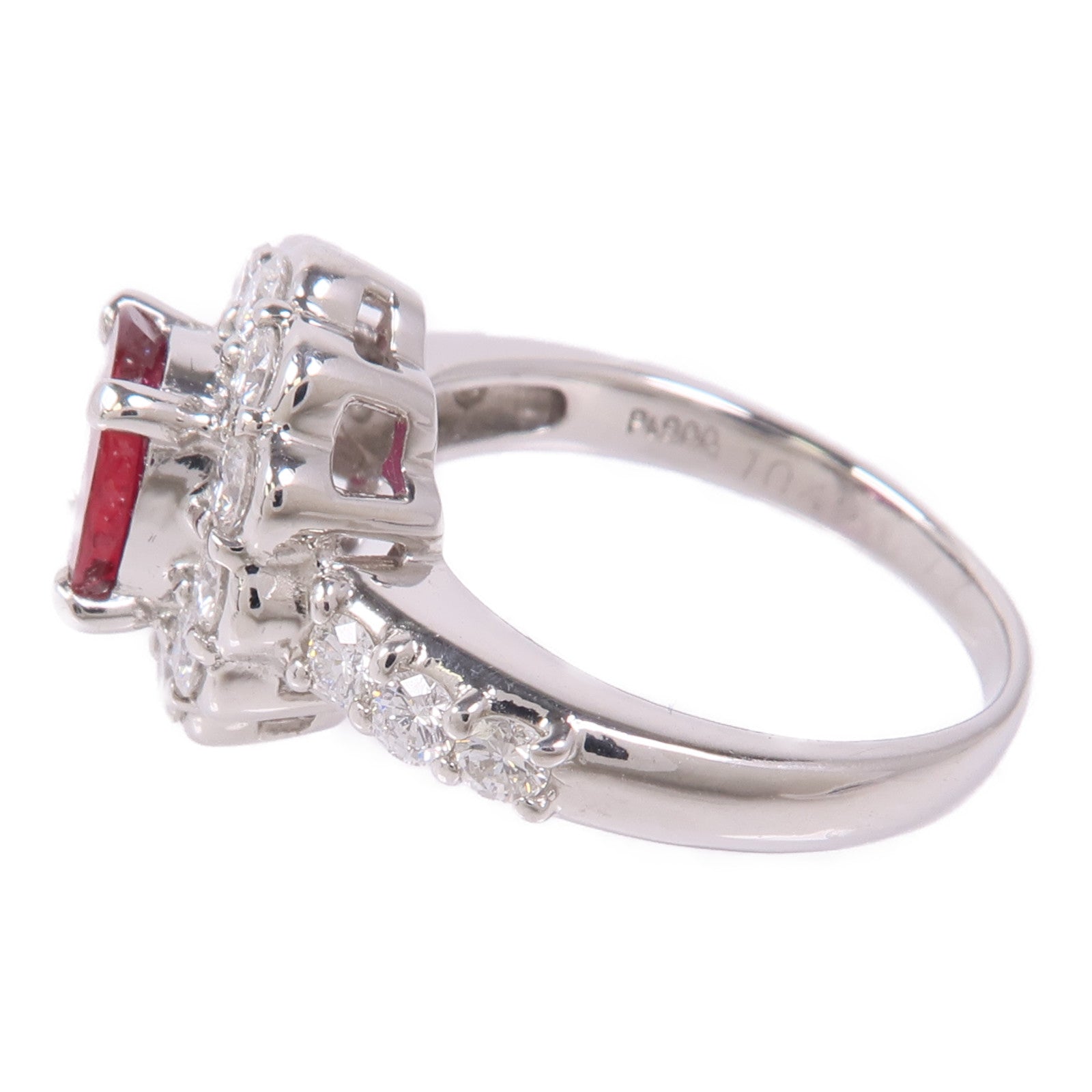 JEWELRY PT900鉑金Ruby/Diamond Ring紅寶石/鑽石戒指US#6