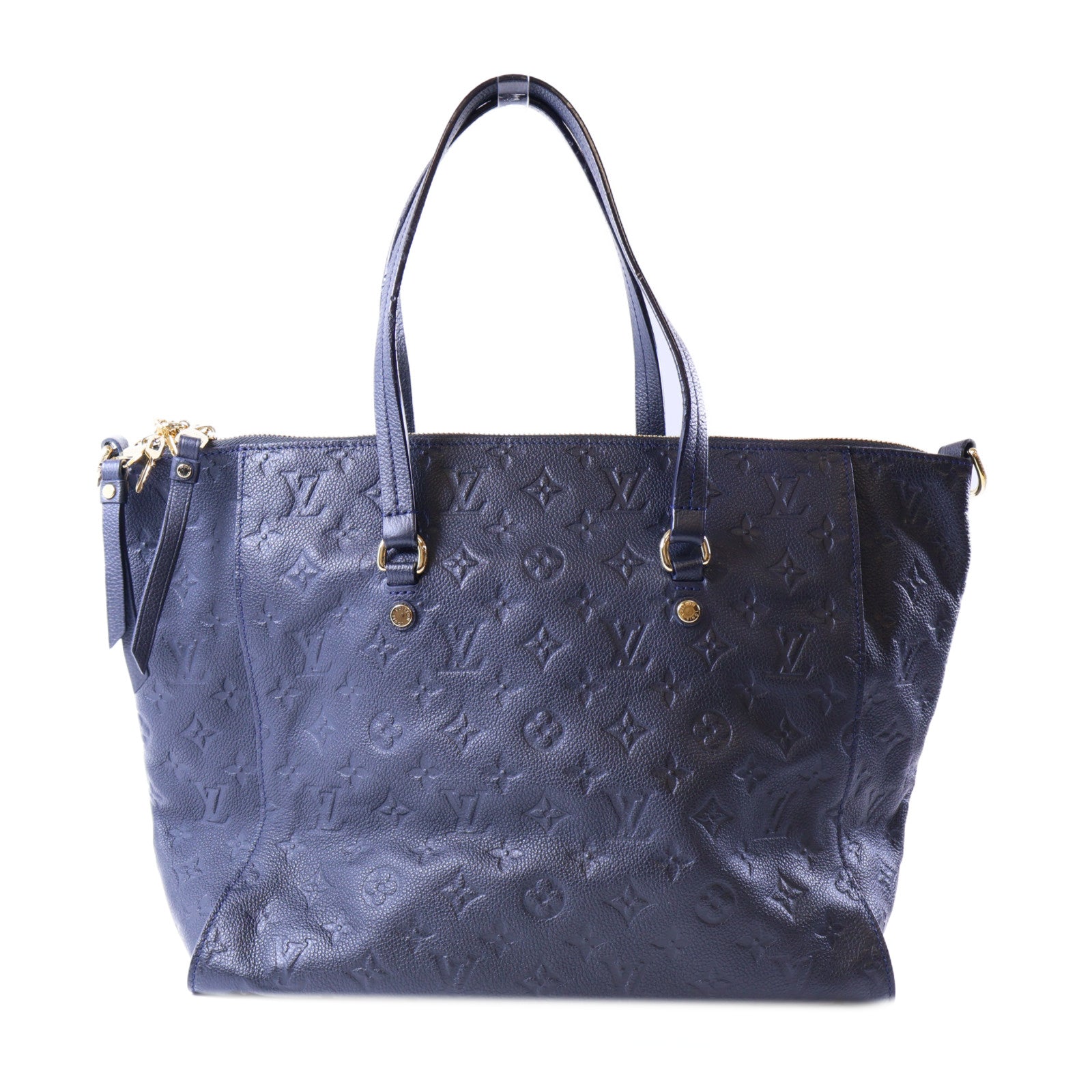 LOUIS VUITTON Monogram Empreinte Lumineuse PM金扣手挽肩背兩用袋深藍色