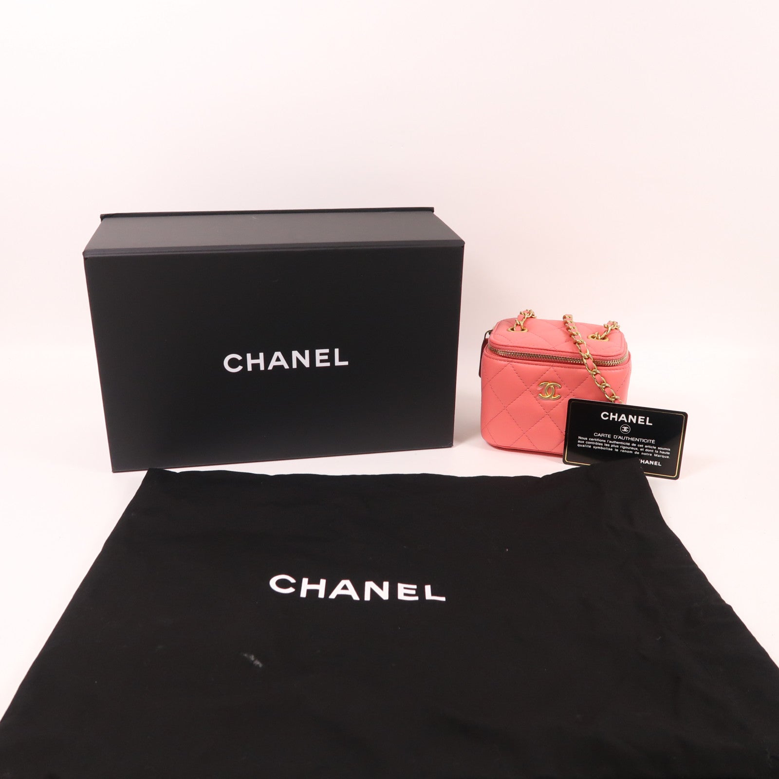 CHANEL 羊皮皮革Mini Vanity金扣鏈帶肩背袋