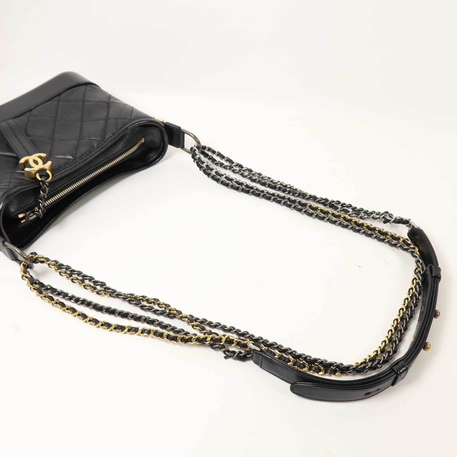 CHANEL 牛皮皮革Gabrielle Small鏈帶手挽肩背兩用袋