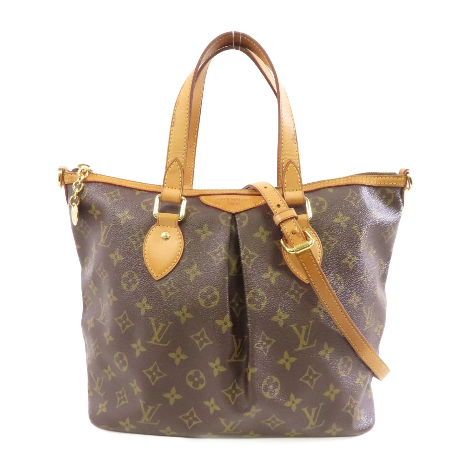 LOUIS VUITTON Monogram Palermo PM金扣手挽肩背兩用袋棕色