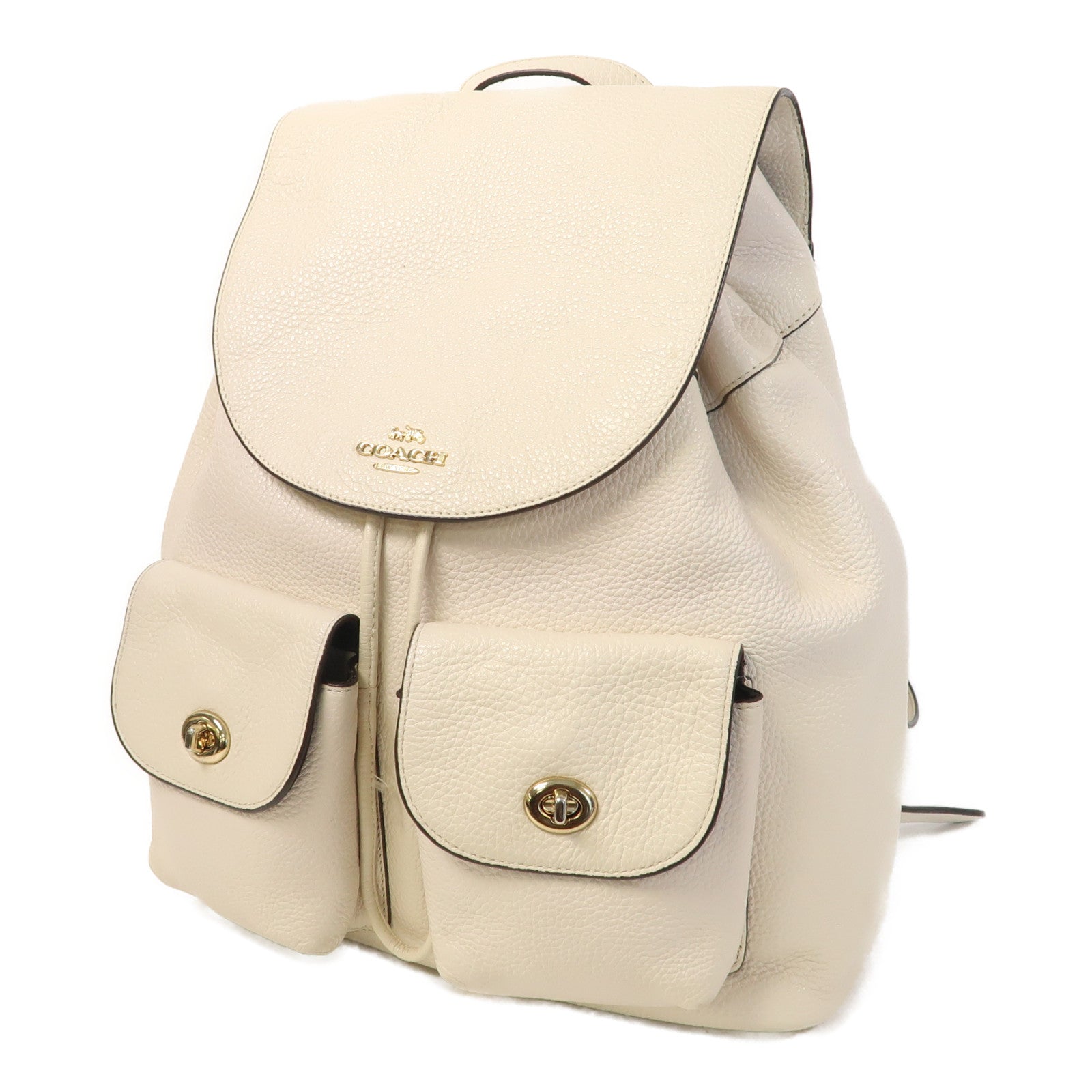 COACH 【激減優惠】牛皮皮革Backpack金扣背包米白色
