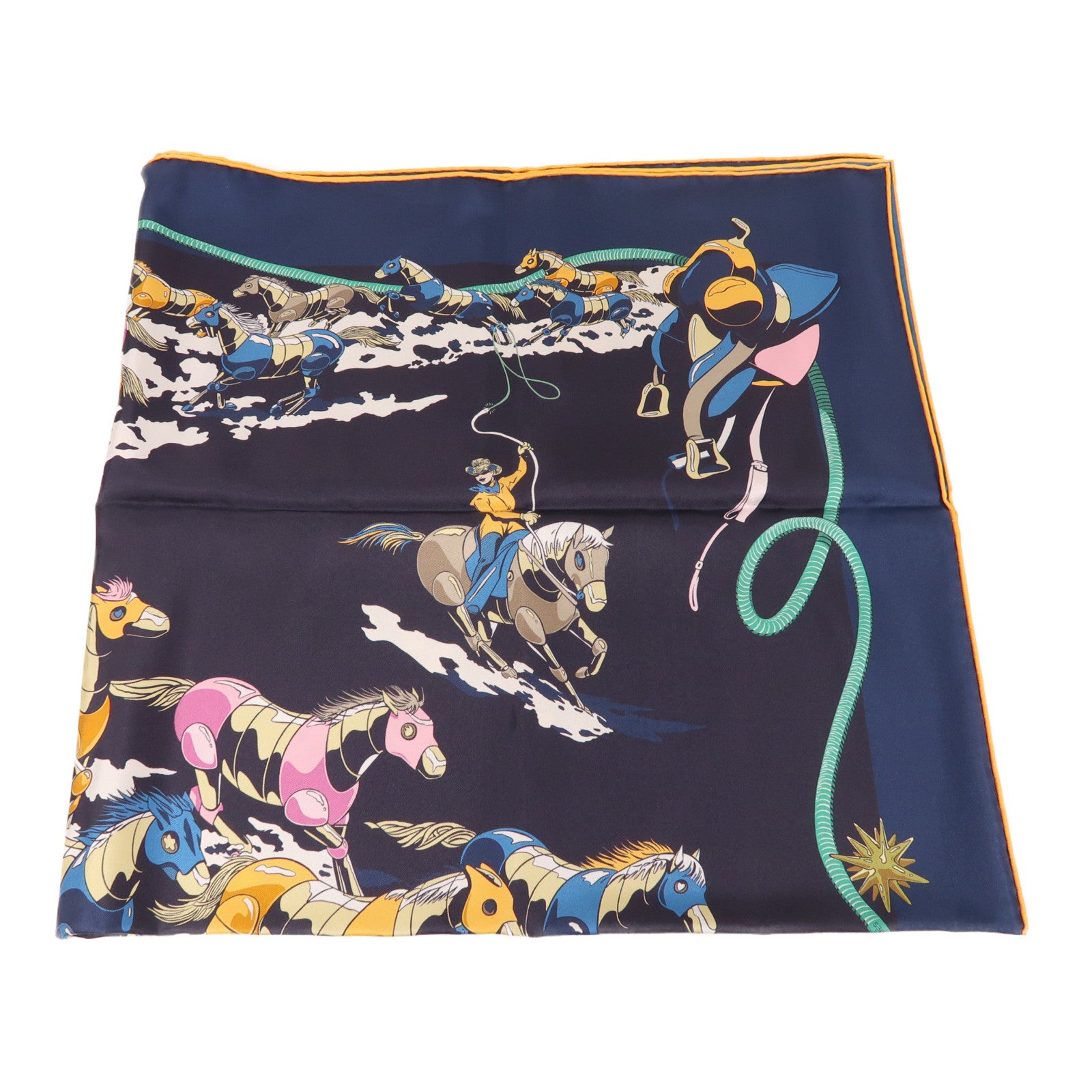 HERMES 絲質Scarf 90x90絲巾藍色