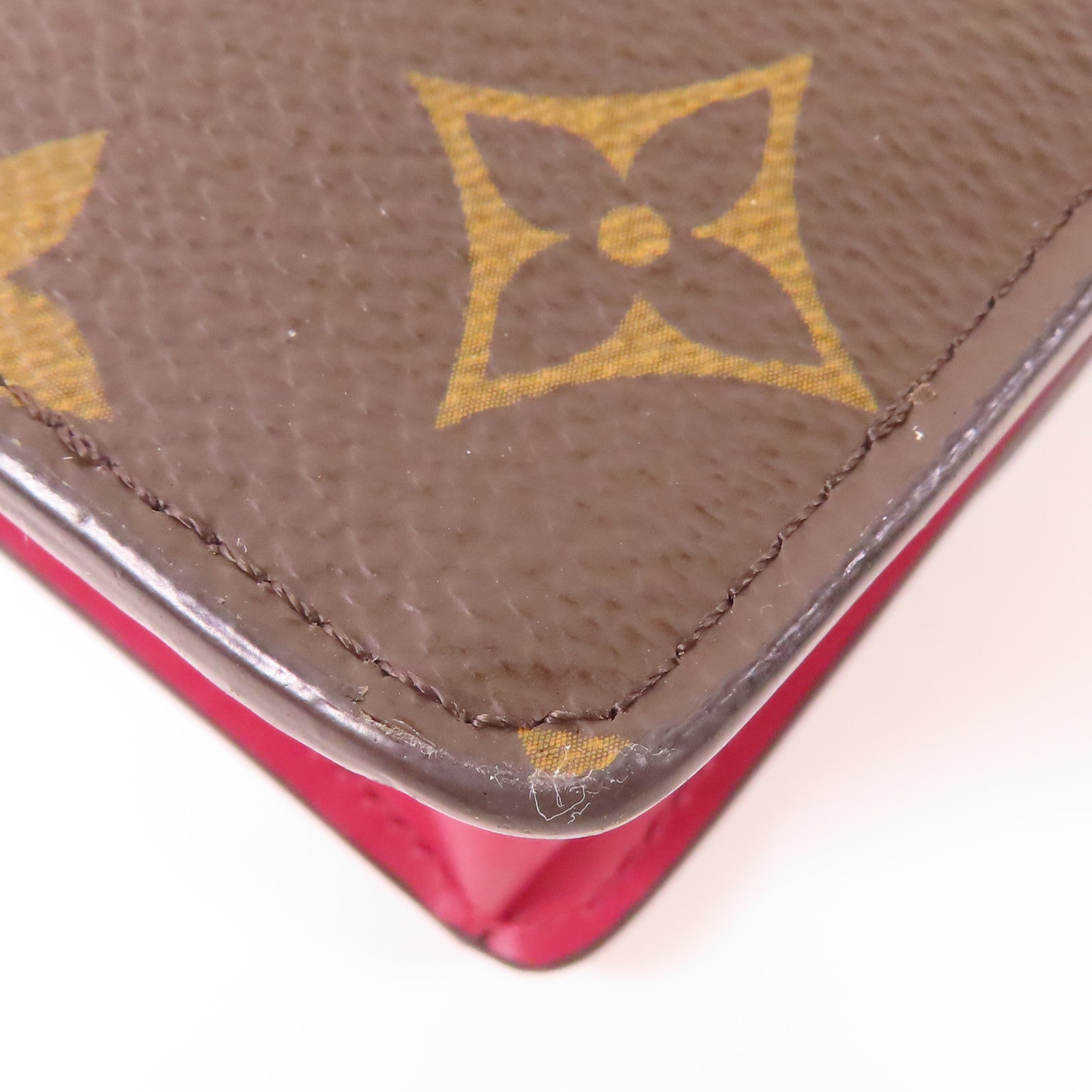 LOUIS VUITTON Monogram Portefeuille Flore金扣鏈帶肩背袋棕色/紅色