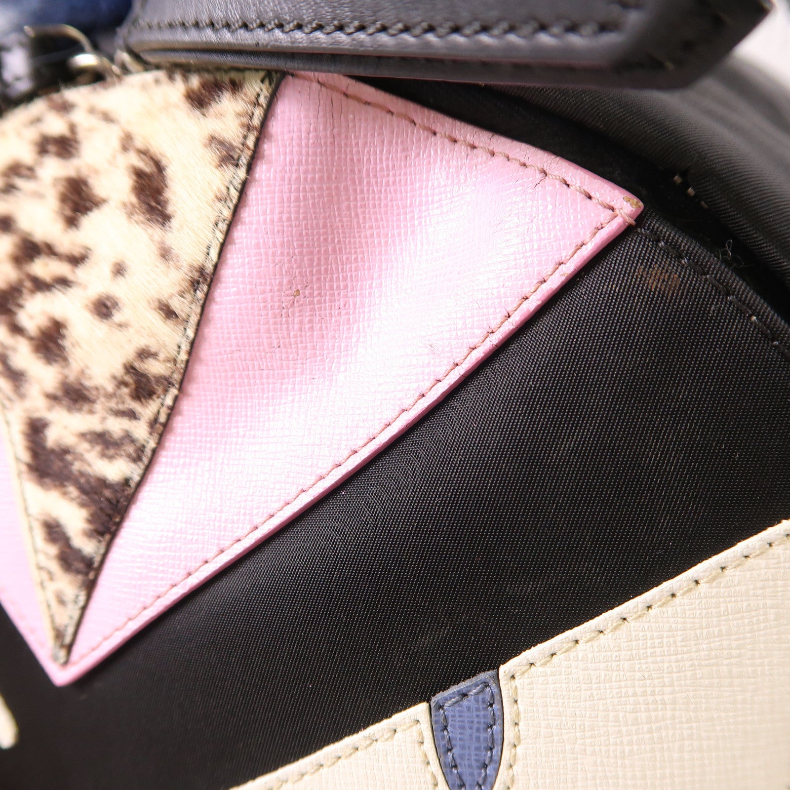 FENDI 尼龍/Fur Moster Backpack銀扣背包