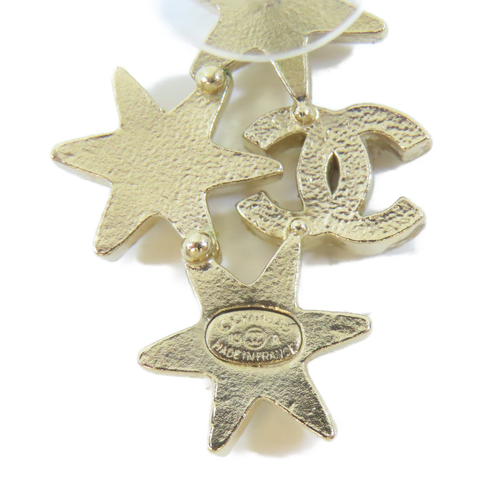 CHANEL 金屬/水晶Pierced Earring耳環金色