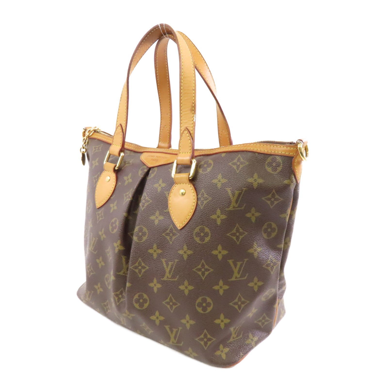 LOUIS VUITTON Monogram Palermo PM金扣手挽肩背兩用袋棕色