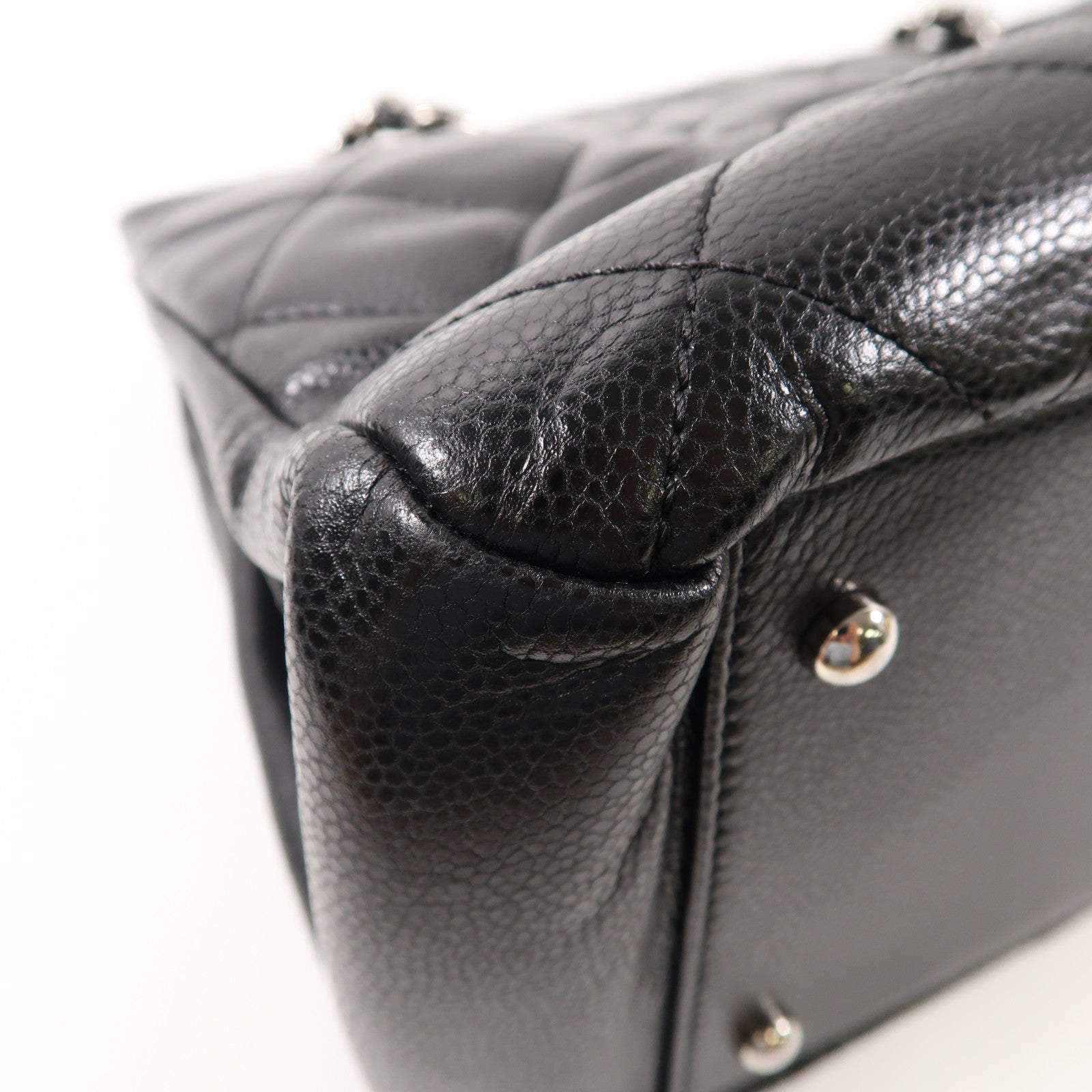 CHANEL 牛皮皮革Chain Shoulder Bag銀扣鏈帶肩背袋黑色