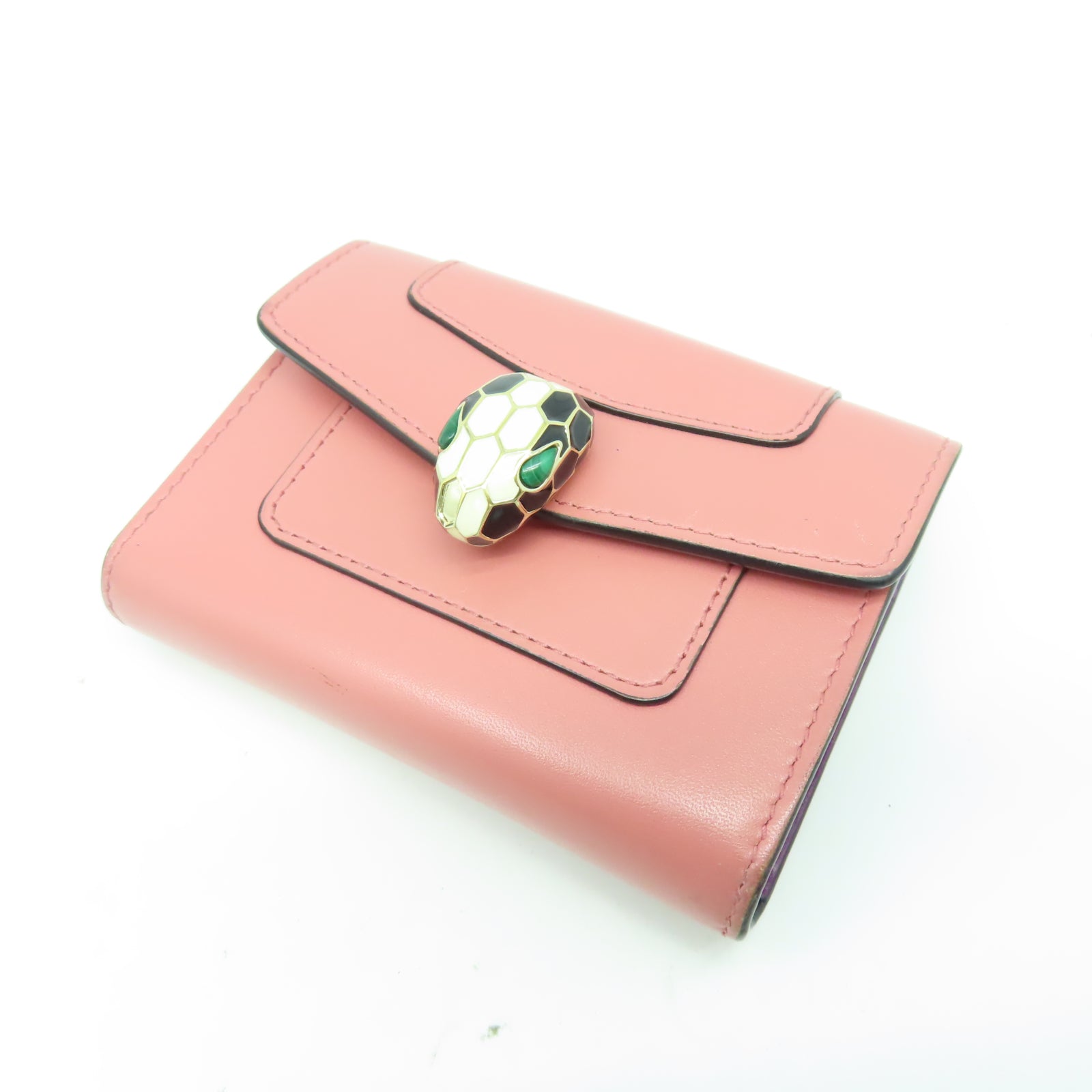 BVLGARI 【清倉大減價】牛皮皮革Wallet金扣錢包粉紅色