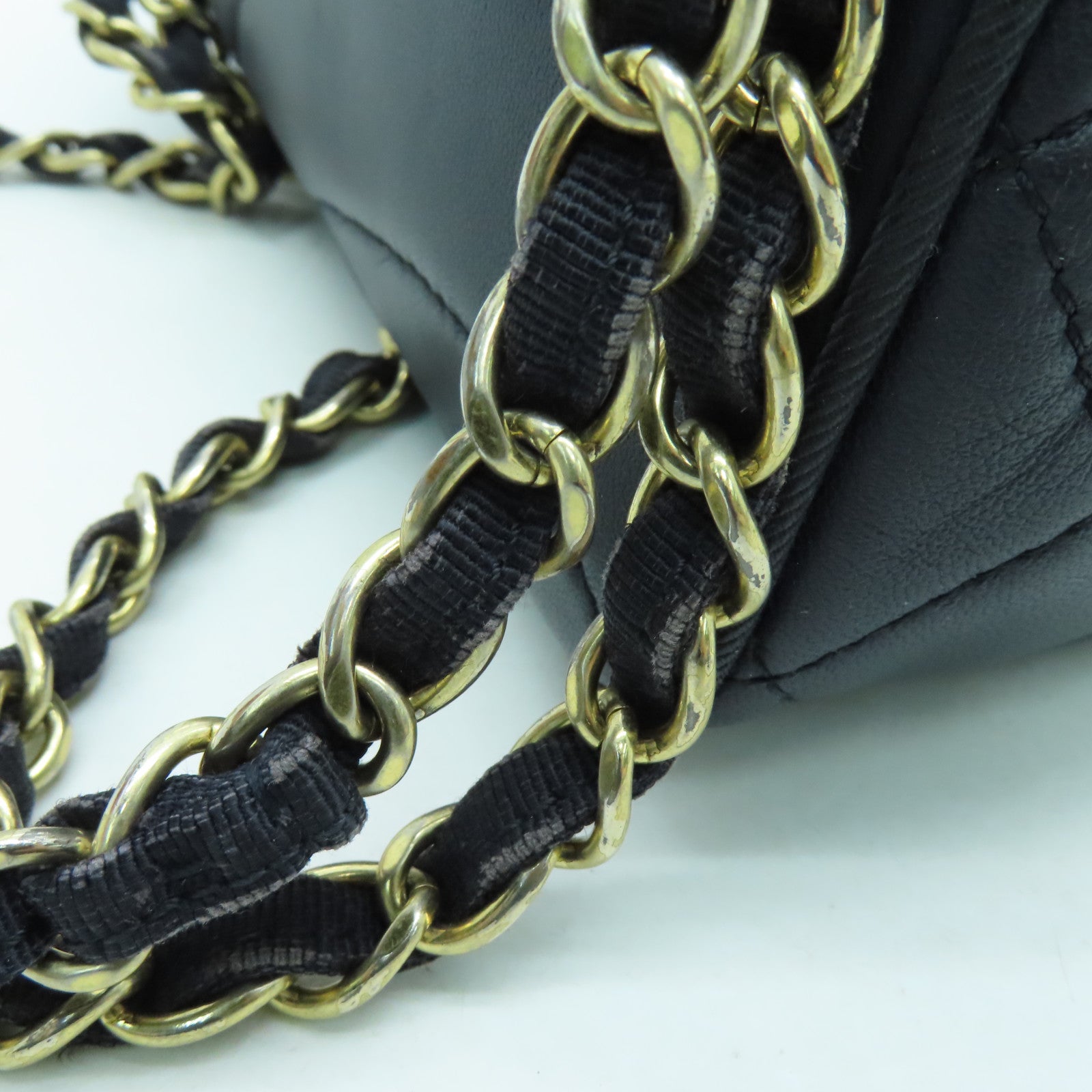 CHANEL 【激減優惠】羊皮皮革Chain Shoulder金扣肩背袋藍色