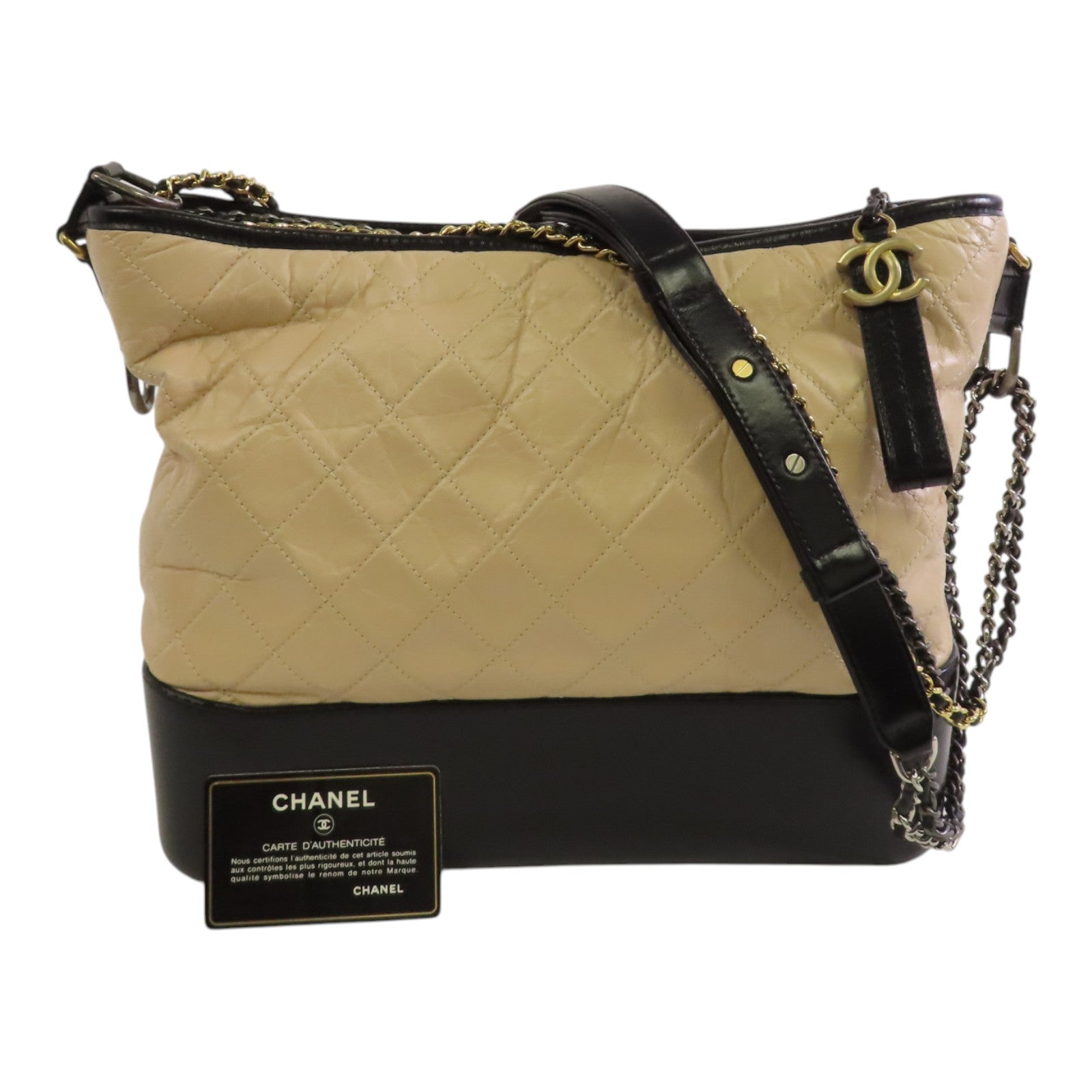 CHANEL 牛皮皮革Gabrielle Large金扣鏈帶肩背袋