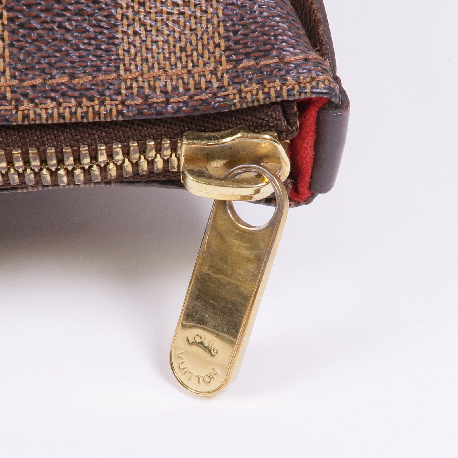 LOUIS VUITTON Damier Saleya MM金扣肩背袋/手挽袋棕色