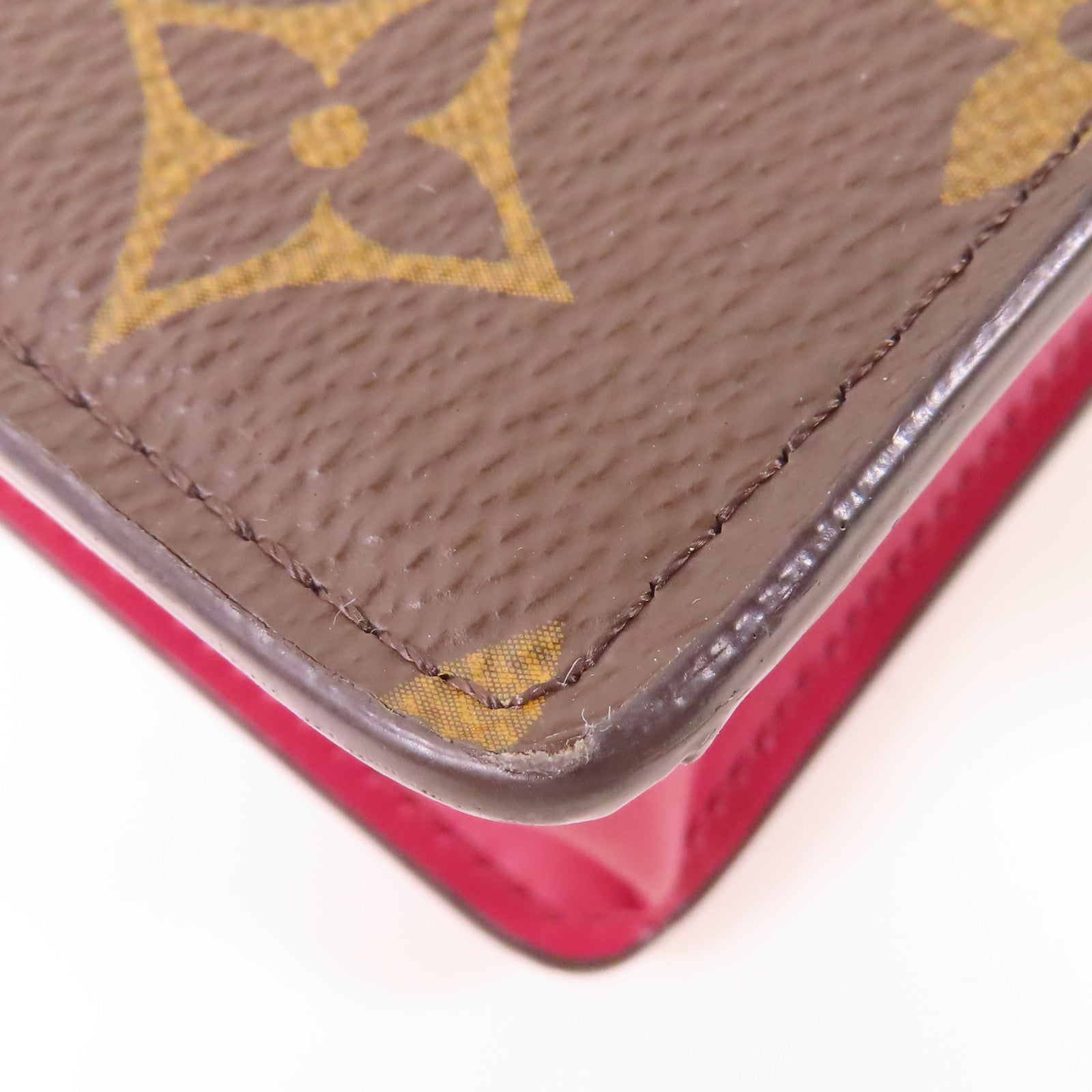 LOUIS VUITTON Monogram Portefeuille Flore金扣鏈帶肩背袋棕色/紅色