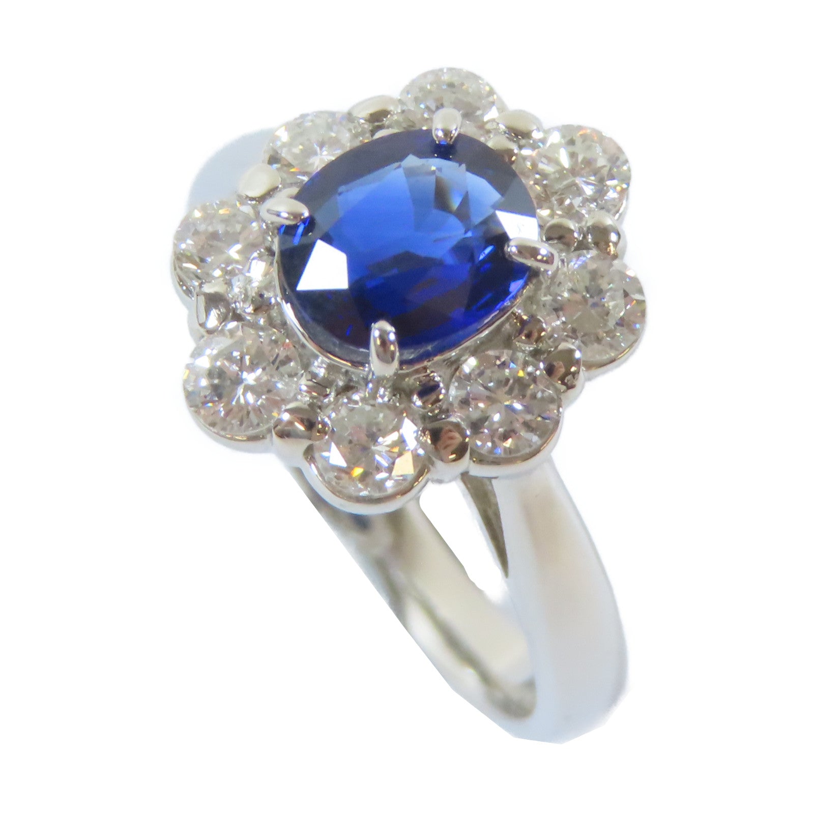 JEWELRY 【激減優惠】PT950白金Ring1.15ct藍寶石/0.78ct鑽石戒指US#5.75