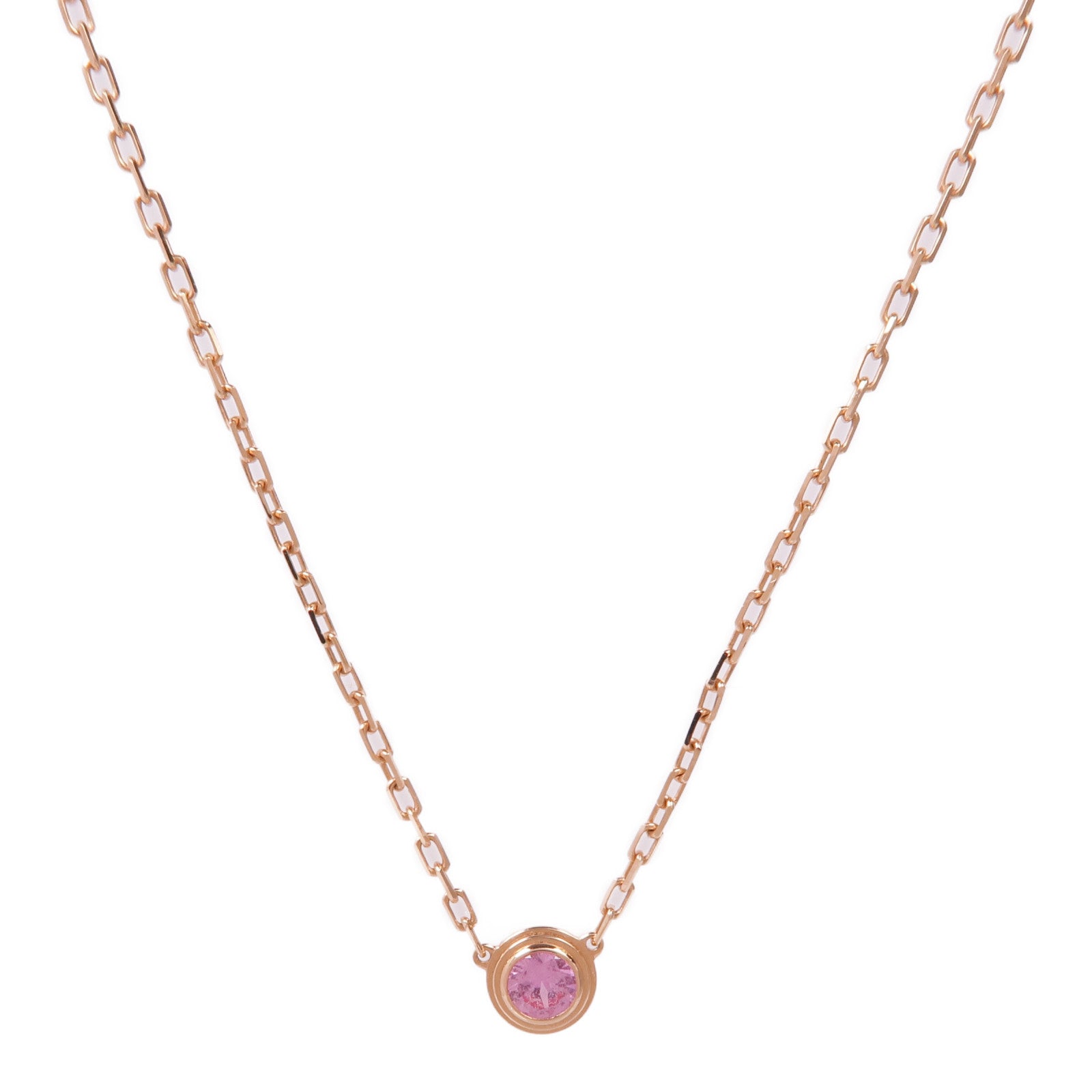 CARTIER 18K玫瑰金d'Amour粉紅色藍寶石項鍊