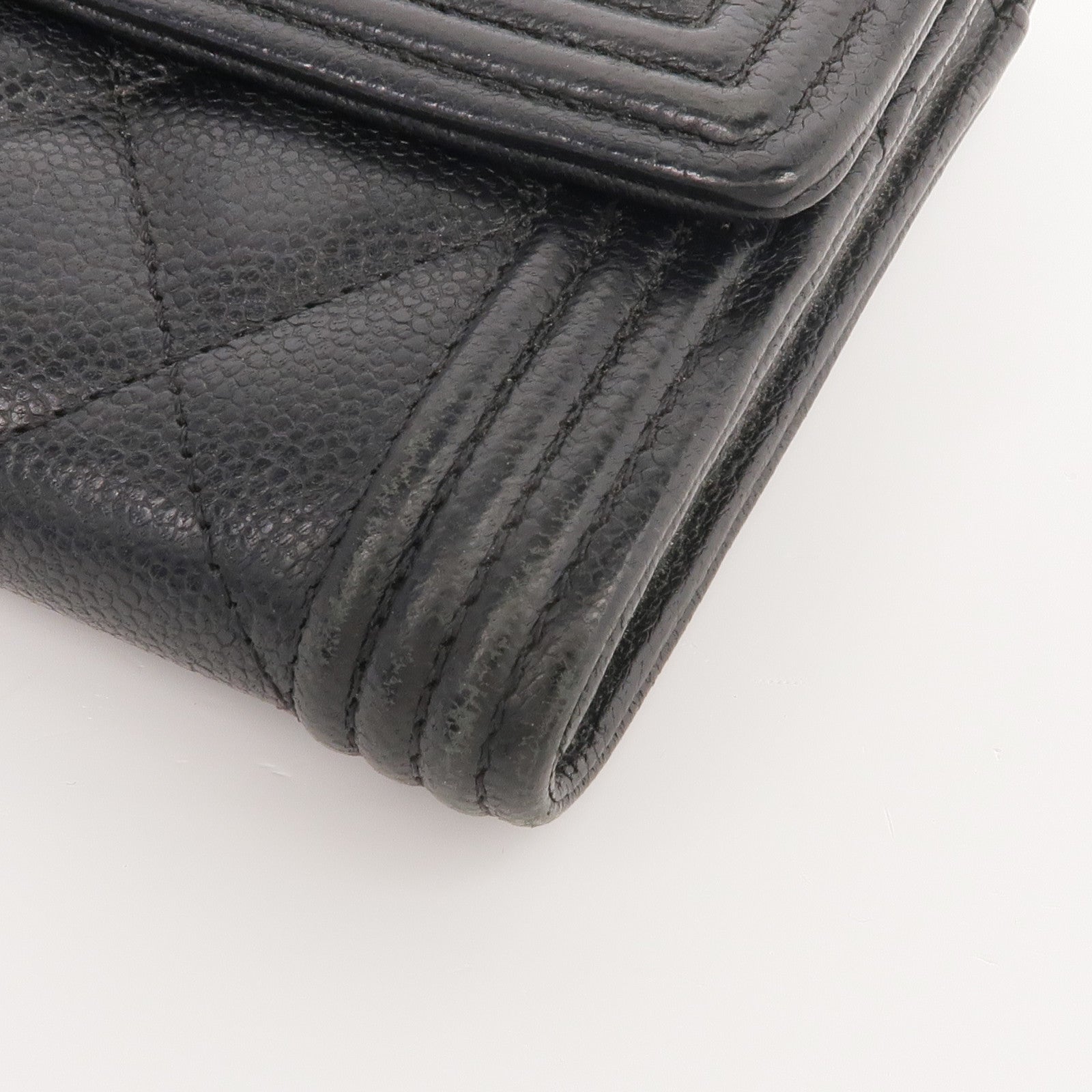 CHANEL 牛皮皮革Boy Long Wallet金扣長錢包