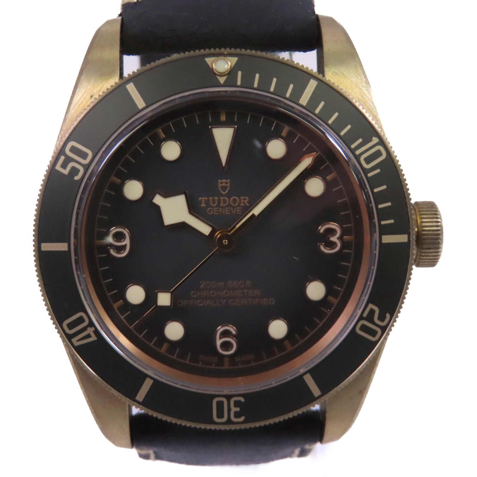 TUDOR Black Bay Watch青銅/皮帶自動機芯手錶黑色/金色
