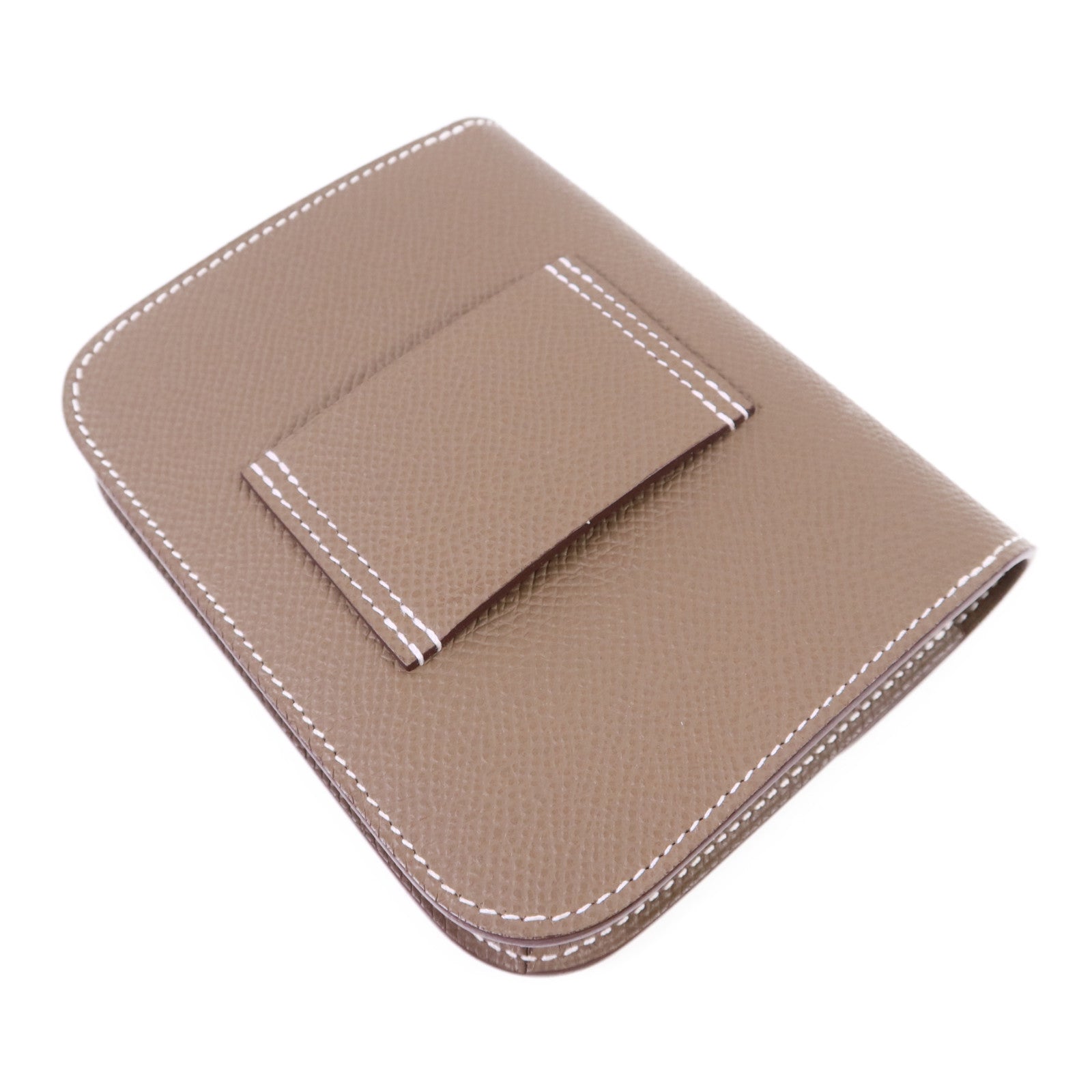 HERMES Epsom皮革Constance Slim金扣錢包Etoupe