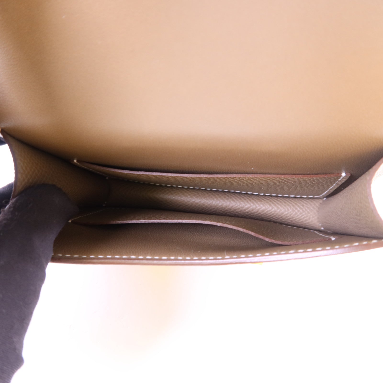 HERMES Epsom皮革Constance Slim金扣錢包Etoupe
