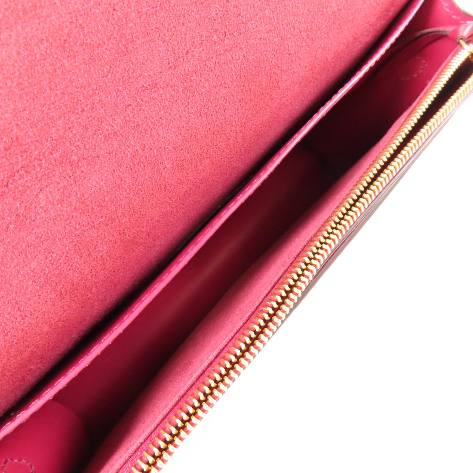 LOUIS VUITTON Monogram Portefeuille Flore金扣鏈帶肩背袋棕色/紅色