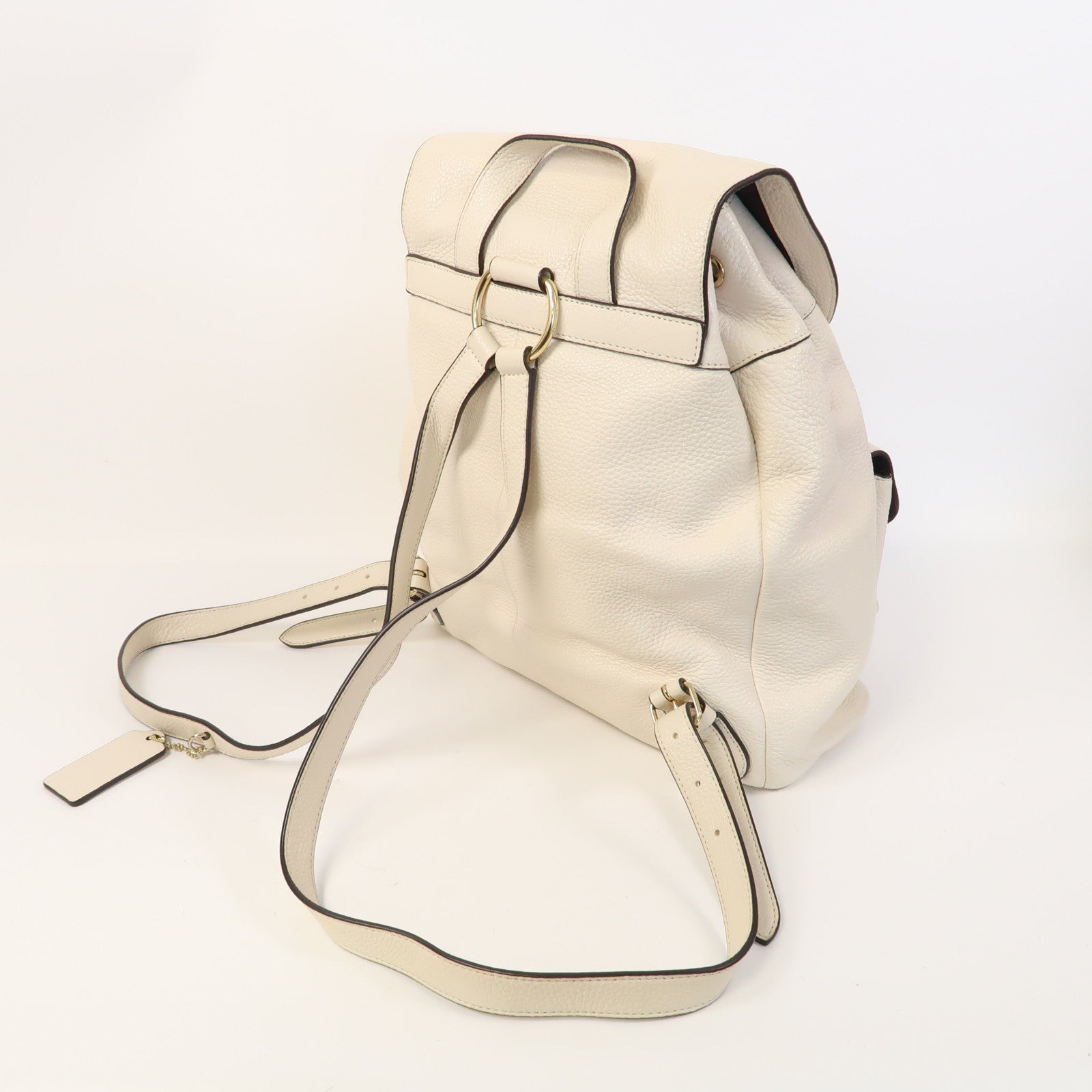COACH 【激減優惠】牛皮皮革Backpack金扣背包米白色