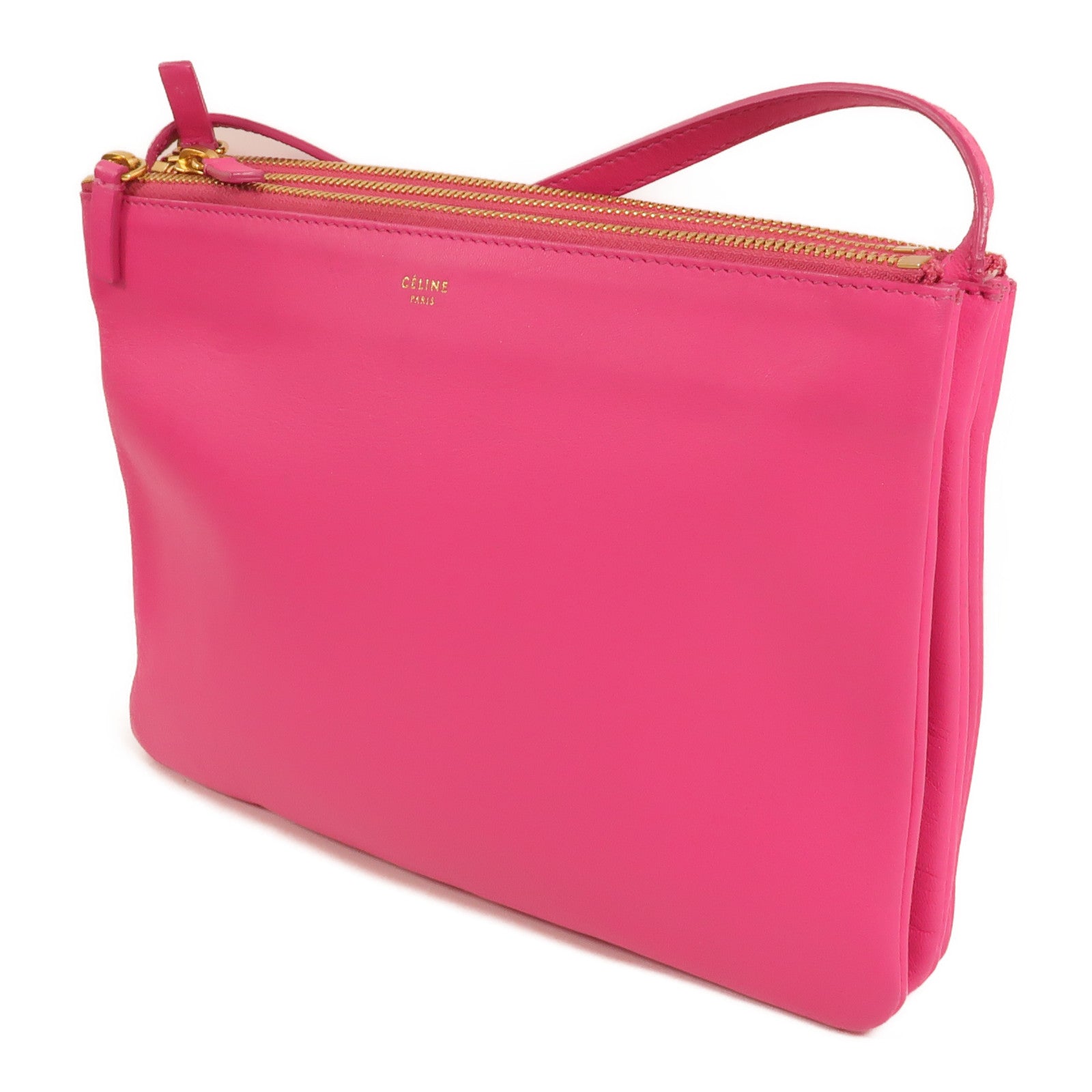 CELINE 羊皮皮革Trio Large金扣肩背袋