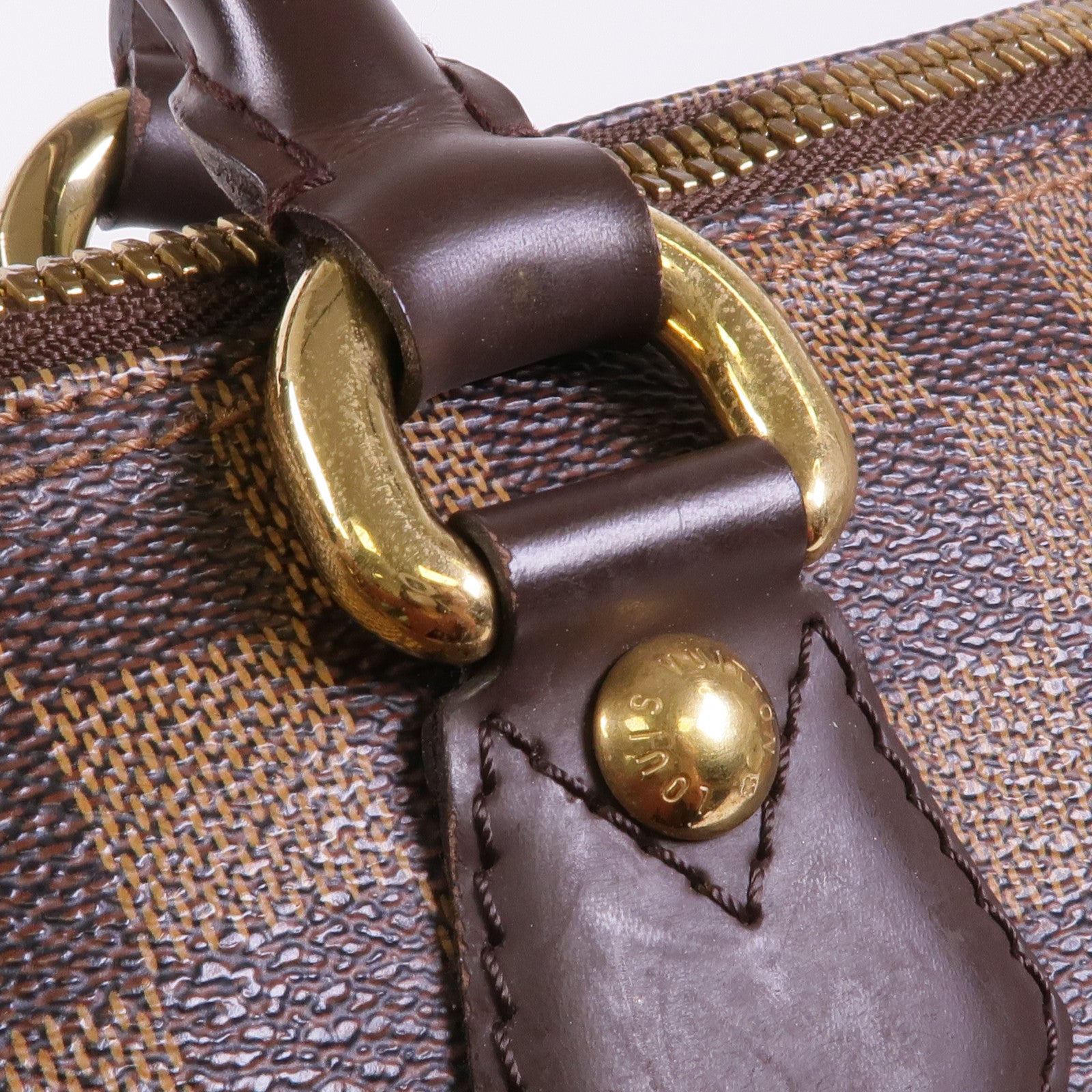 LOUIS VUITTON Damier Saleya MM金扣肩背袋/手挽袋棕色