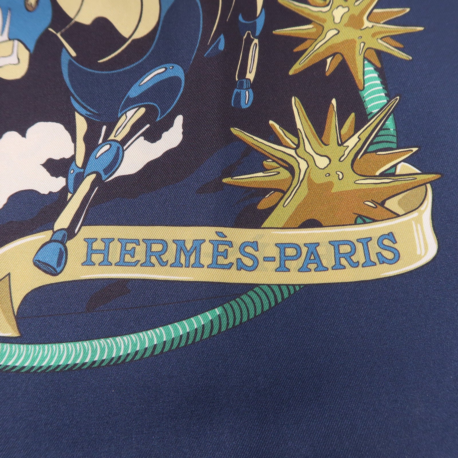 HERMES 絲質Scarf 90x90絲巾藍色