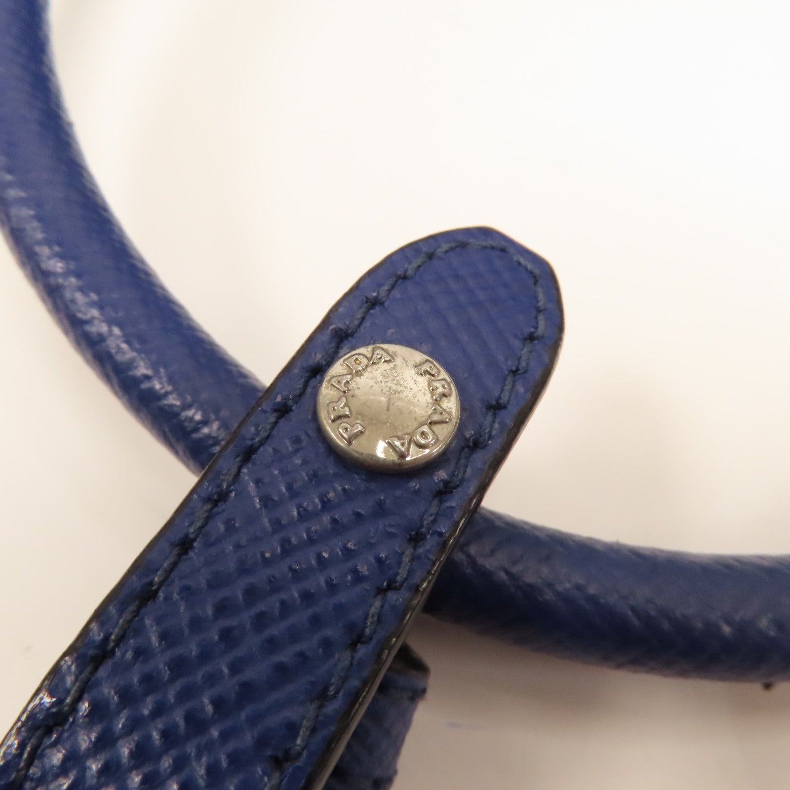 PRADA Saffiano皮革Double銀扣手挽袋藍色